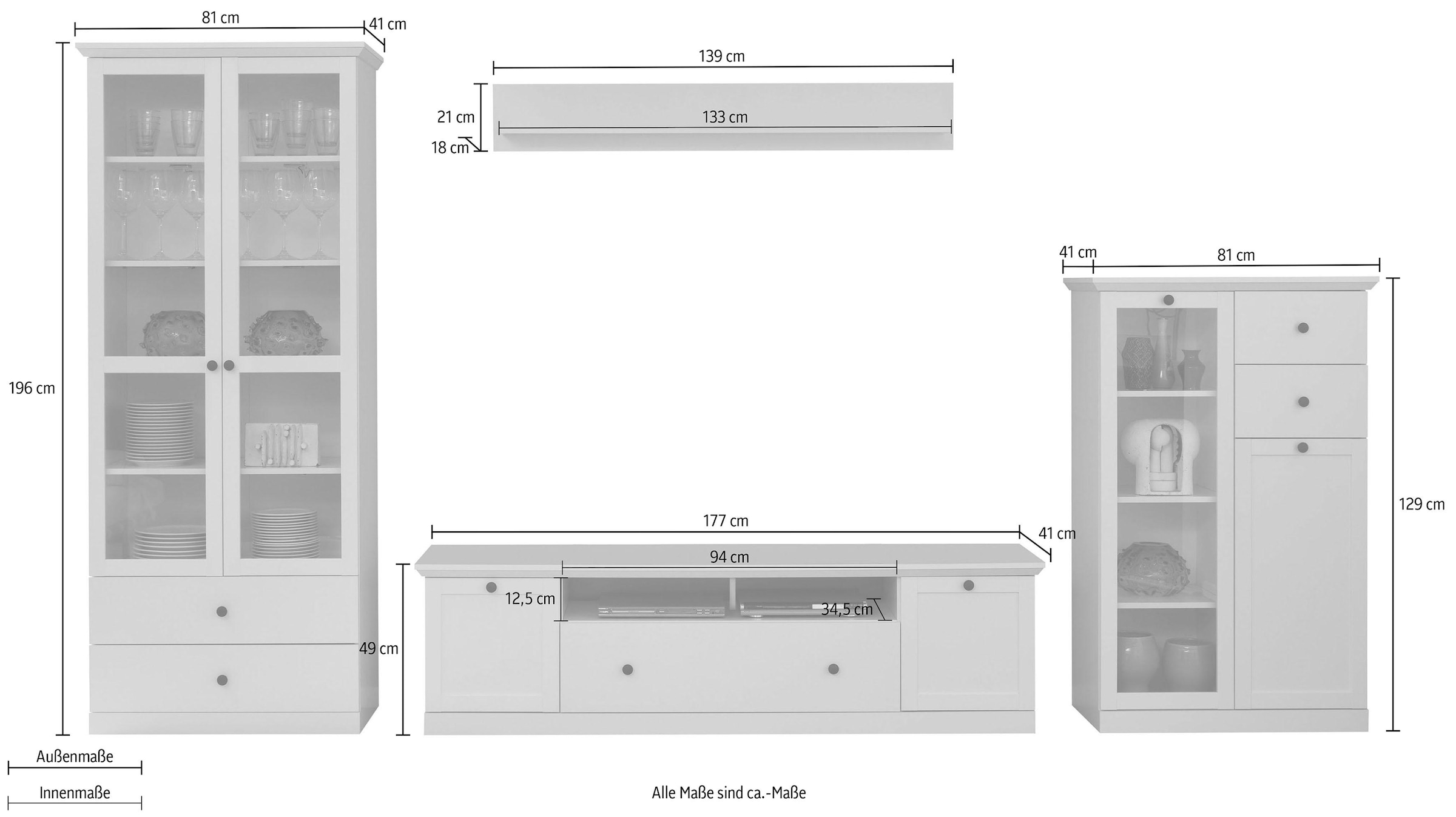 Home affaire Wohnwand »Örebro« Set, 4 Stk. tlg.