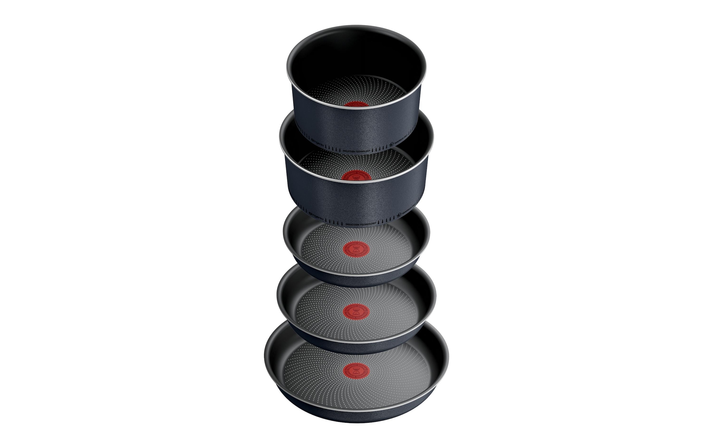 Tefal Topf-Set »Ingenio So'Light, Topf und Pfannenset abnehmbarer Griff, stapelbar« Set, 3x Pfannen 22/24/28cm, 2x Kasserollen 18/20cm, 4x Deckel, 2x Griffe, 11 tlg. Aluminium