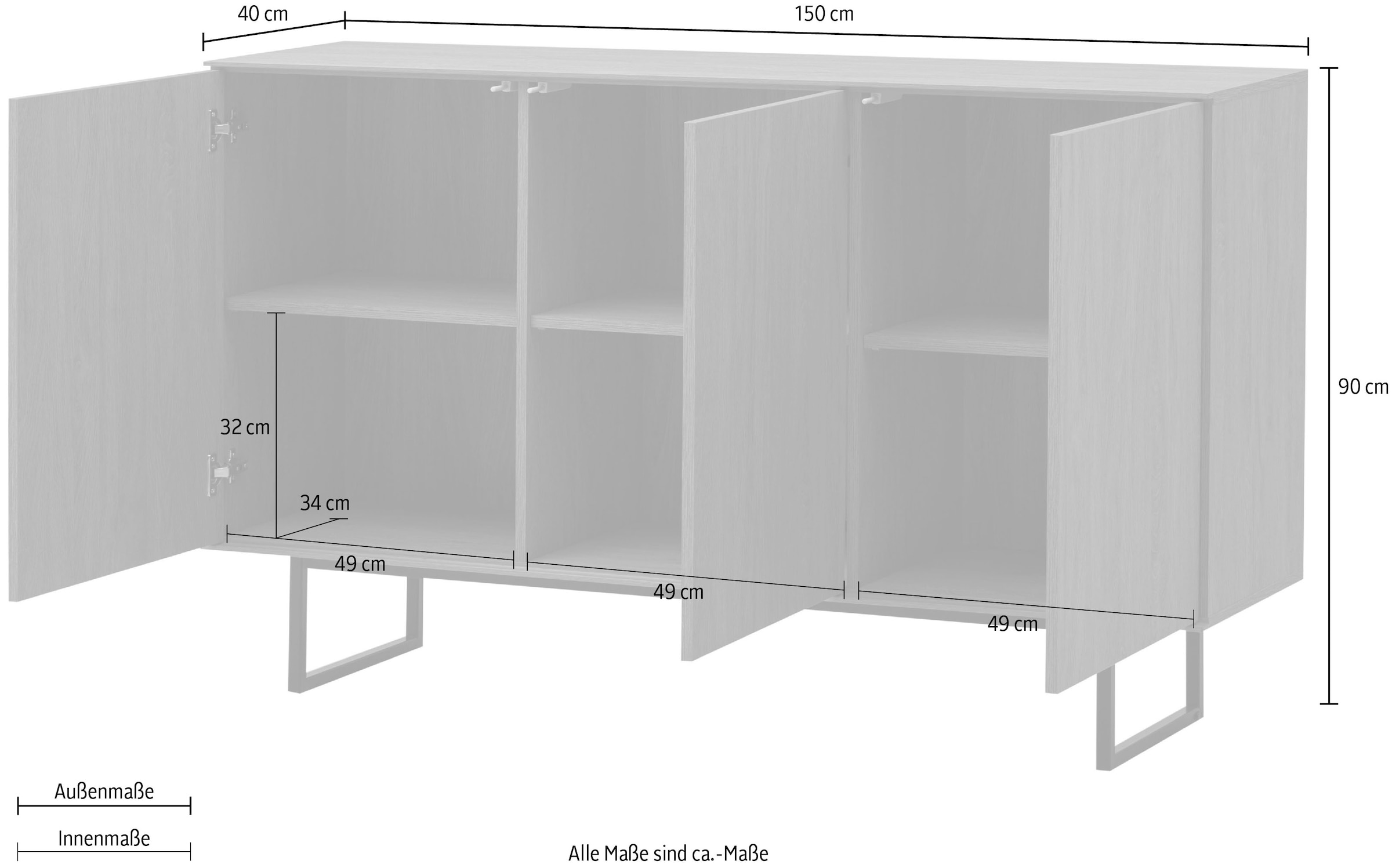Home affaire Buffet »Lund, moderner Schrank, Kommode mit Kufengestell« surface supérieure visuellement fine, aspect haut de gamme, espace de rangement suffisant