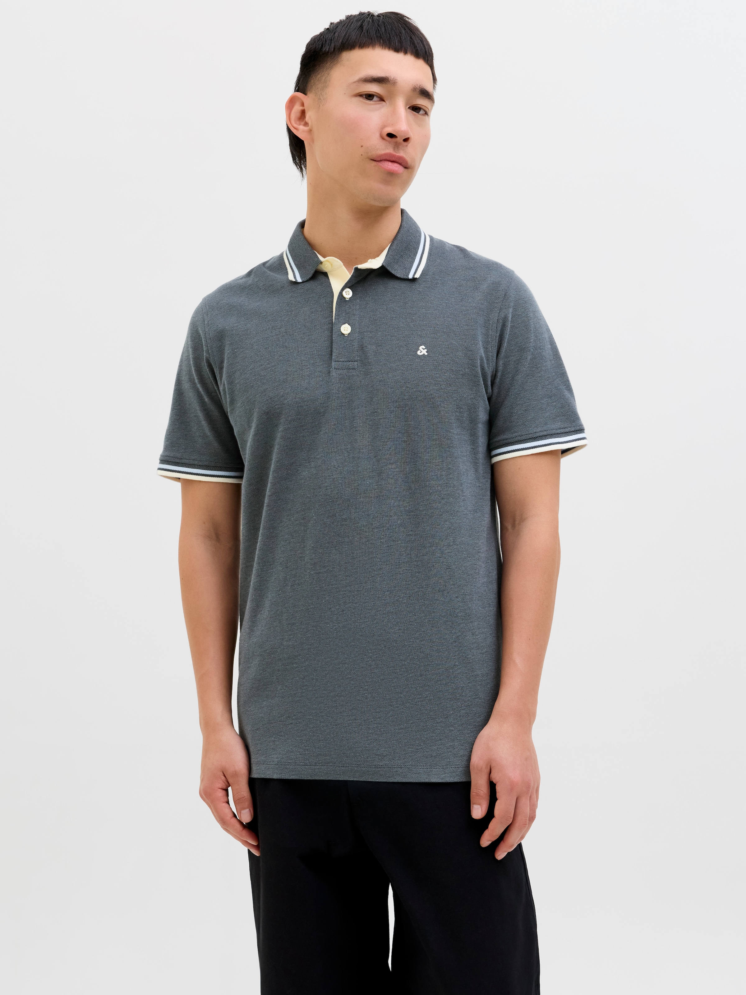 Jack & Jones Polo »JJEPAULOS  Poloshirt mit klassischem Kragen und figurbetonter Form« broderie logo, tendance, étroit, coton, col polo