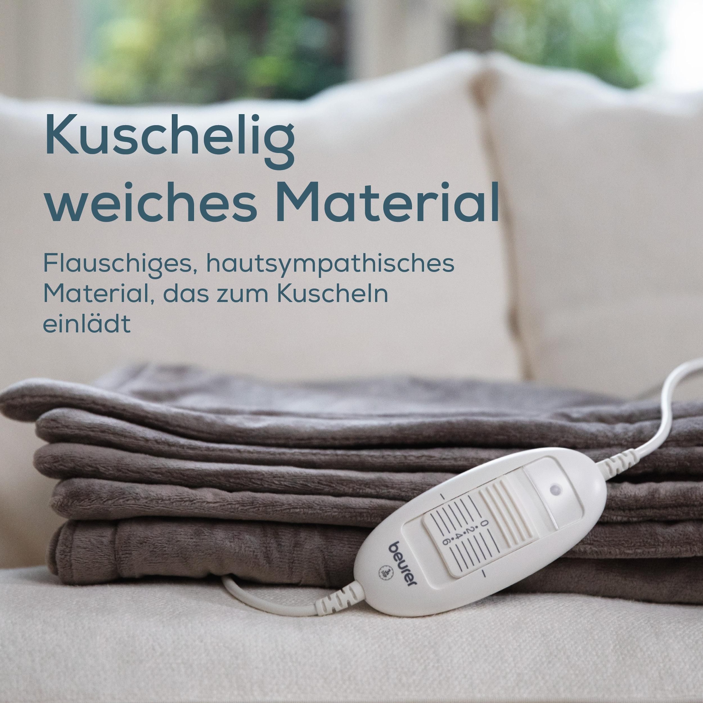 BEURER Couverture chauffante »HD 75 Cosy Taupe, 6 Temperaturstufen, 180 x 130 cm« kuschelige Wärmedecke in Kunstfelloptik, maschinenwaschbar bei 30 °C