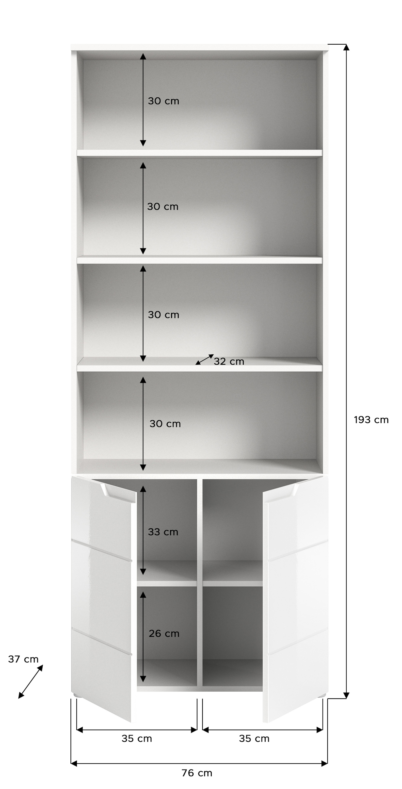 INOSIGN Armoire de classement »CAPRI, 2 Türen inkl. eingefasster Griffmulde, 5 Einlegeböden« Mehrzweckschrank, Aktenregal, Regal, Stauraumregal, Universalschrank