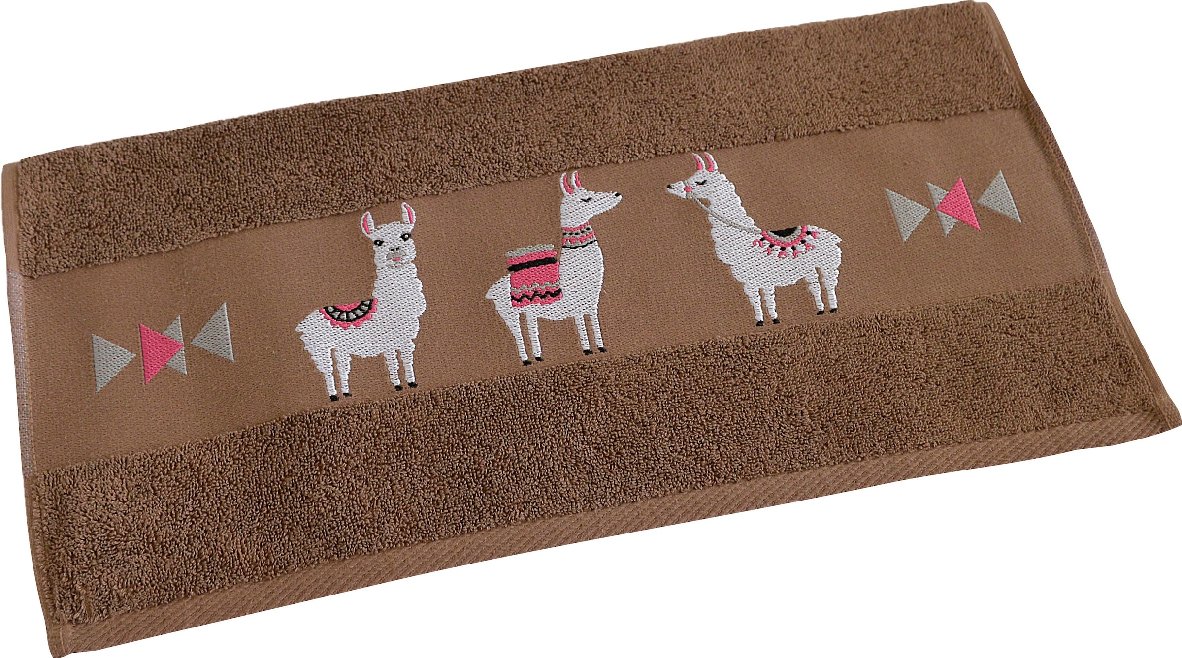 Dyckhoff Set de serviettes »Lama« 3 cuis Frottee en feutre avec bordure lama ; 2 serviettes (50x100cm), 1 serviette de douche (70x140cm)