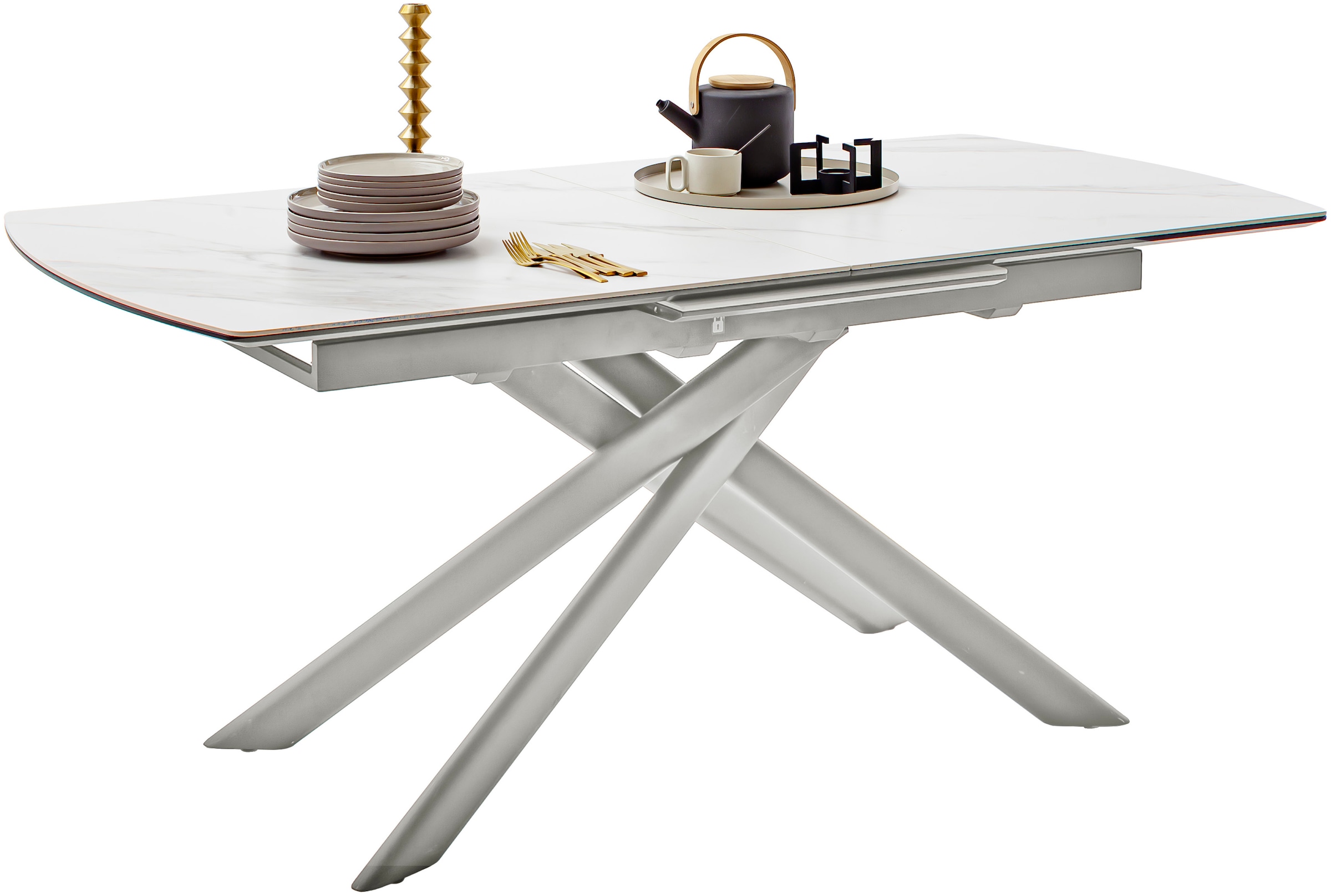 MCA furniture Table de salle à manger »VANINO Auszugtisch 180-230 cm marmoriert« 1 cuis tlg. Keramik,Edelstahl,Synchronauszug,ausziehbar,8-10 Personen
