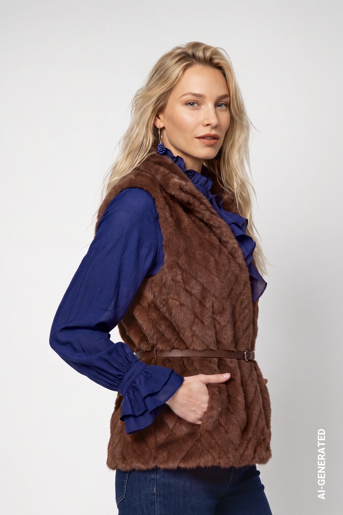 Monari Gilet en imitation fourrure »Weste fake fur« Regular fit mit Stehkragen