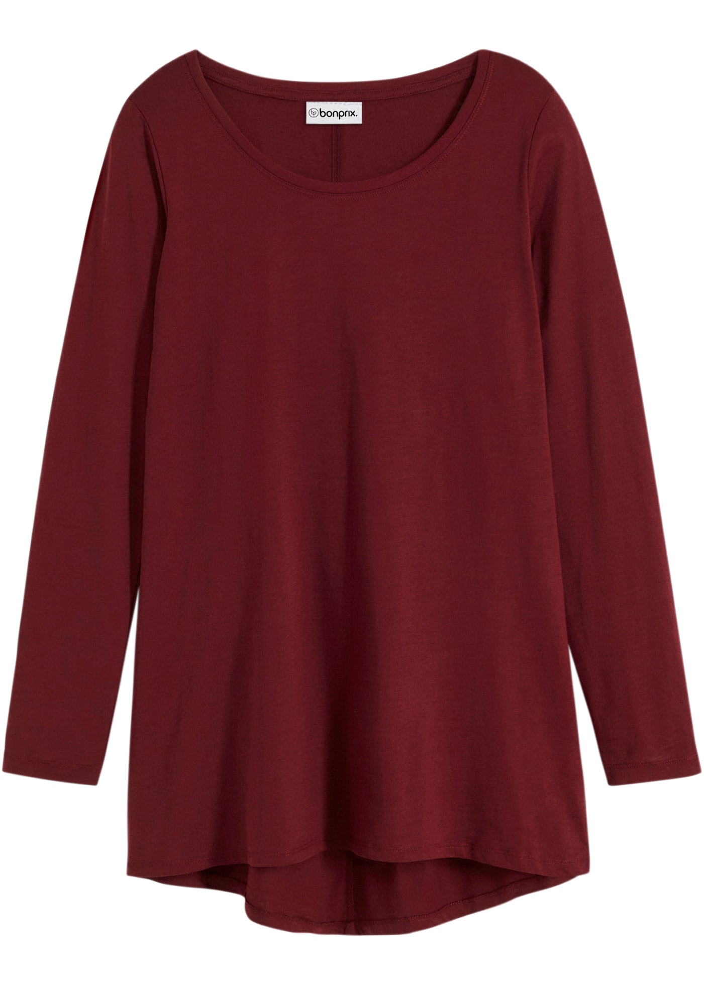 bonprix T-shirt à manches longues »Langarmshirt aus reiner Baumwolle« lockere Passform, Langarm-Design, abgerundeter Saum, aus Baumwolle