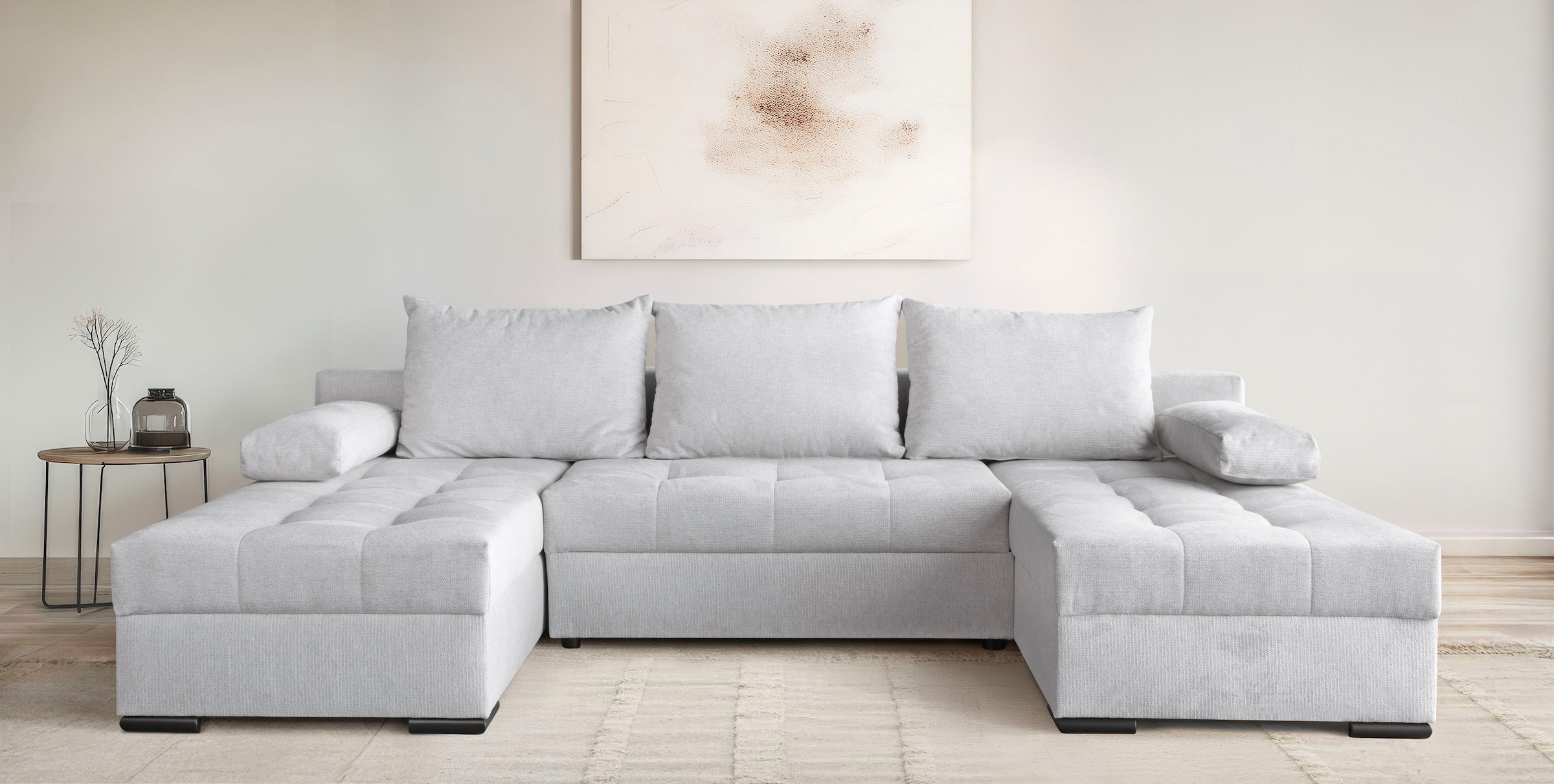 GOODproduct Wohnlandschaft »Home System U-Form, von B: 269-352 cm wählbar, 6 Varianten zur Auswahl« Bettfunktion, Bettkasten & Zierkissen, Federkern