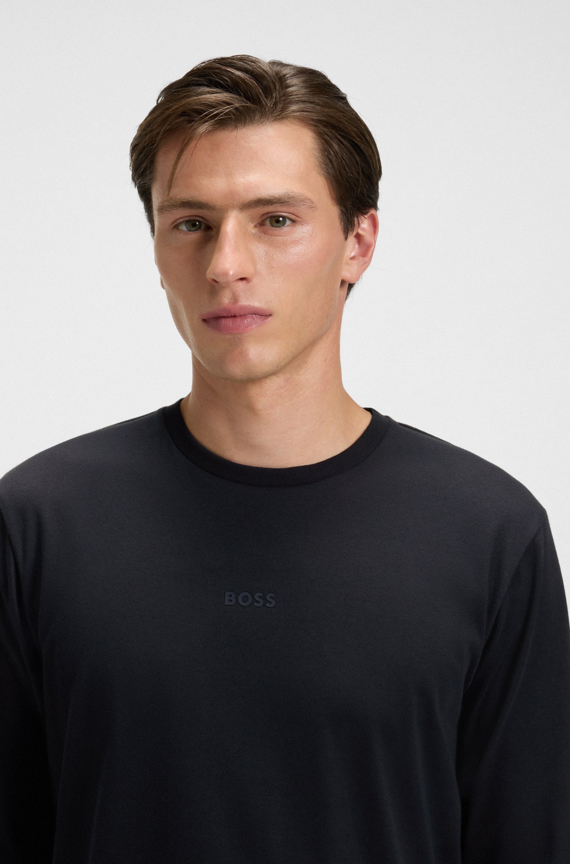 BOSS Pyjama »Relax Long Set« 2 cuis tlg., Neuheit, Oberteil unifarben, Unterteil gemustert