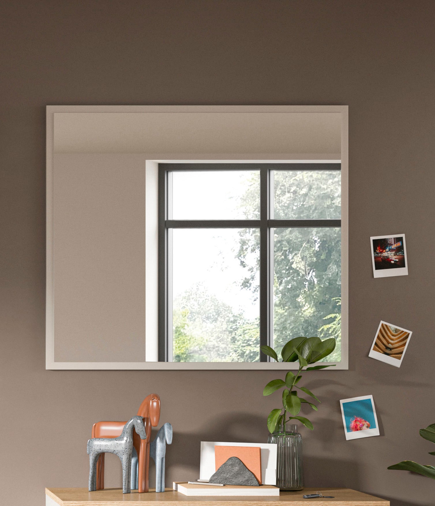 Home affaire Miroir de vestiaire »EDIL, 80 x 70 cm, grosse Spiegelfläche« Spiegel, Spiegelpaneel, Flurspiegel, Wandspiegel, Dielenspiegel