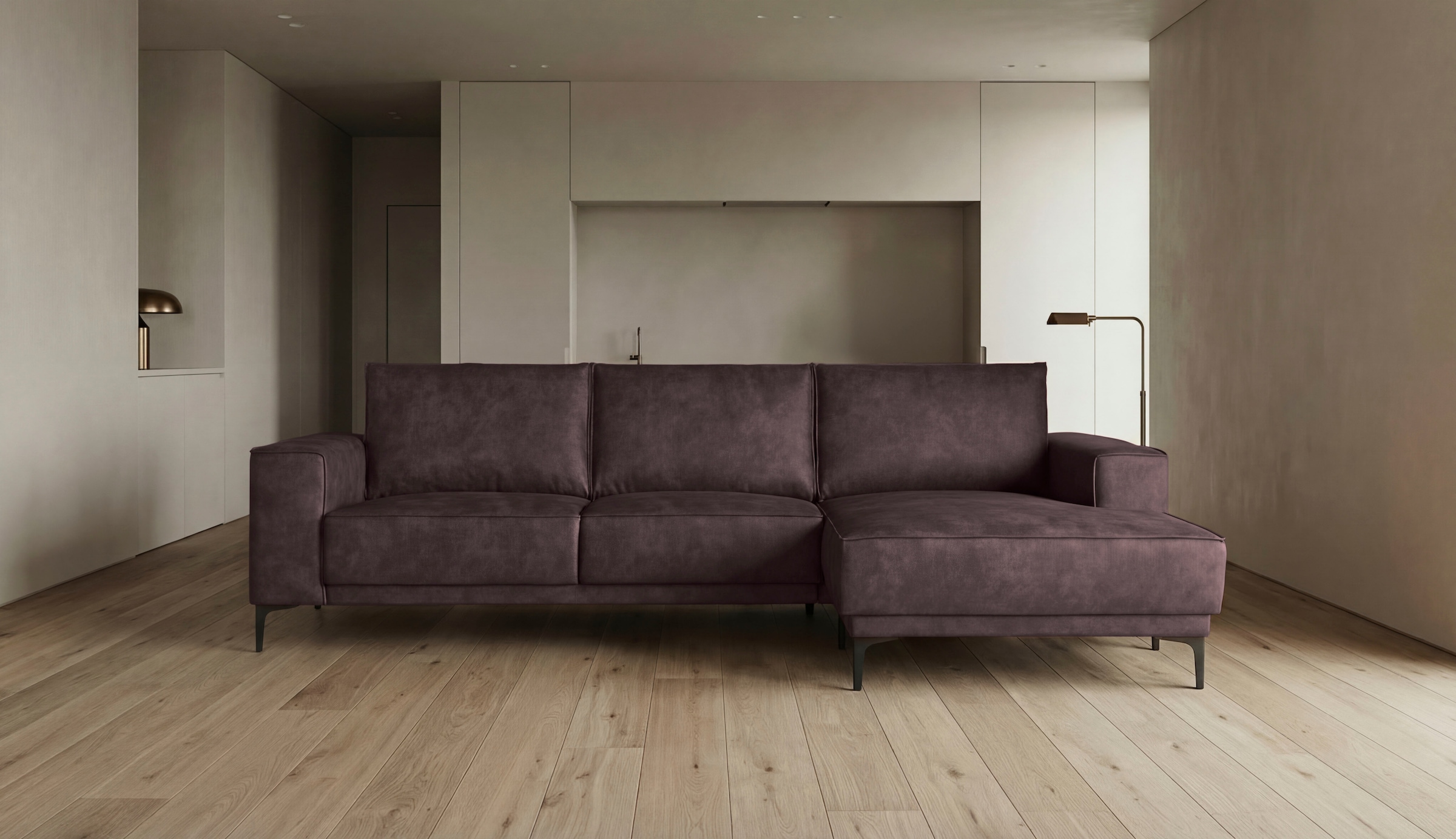 GOODproduct Ecksofa »OLAND Luxus-Microfaser L-Form, B: 280 cm, Skandi-Design« L-Form, 280 cm, Wellenunterfederung, Skandi-Design, Metallfüsse