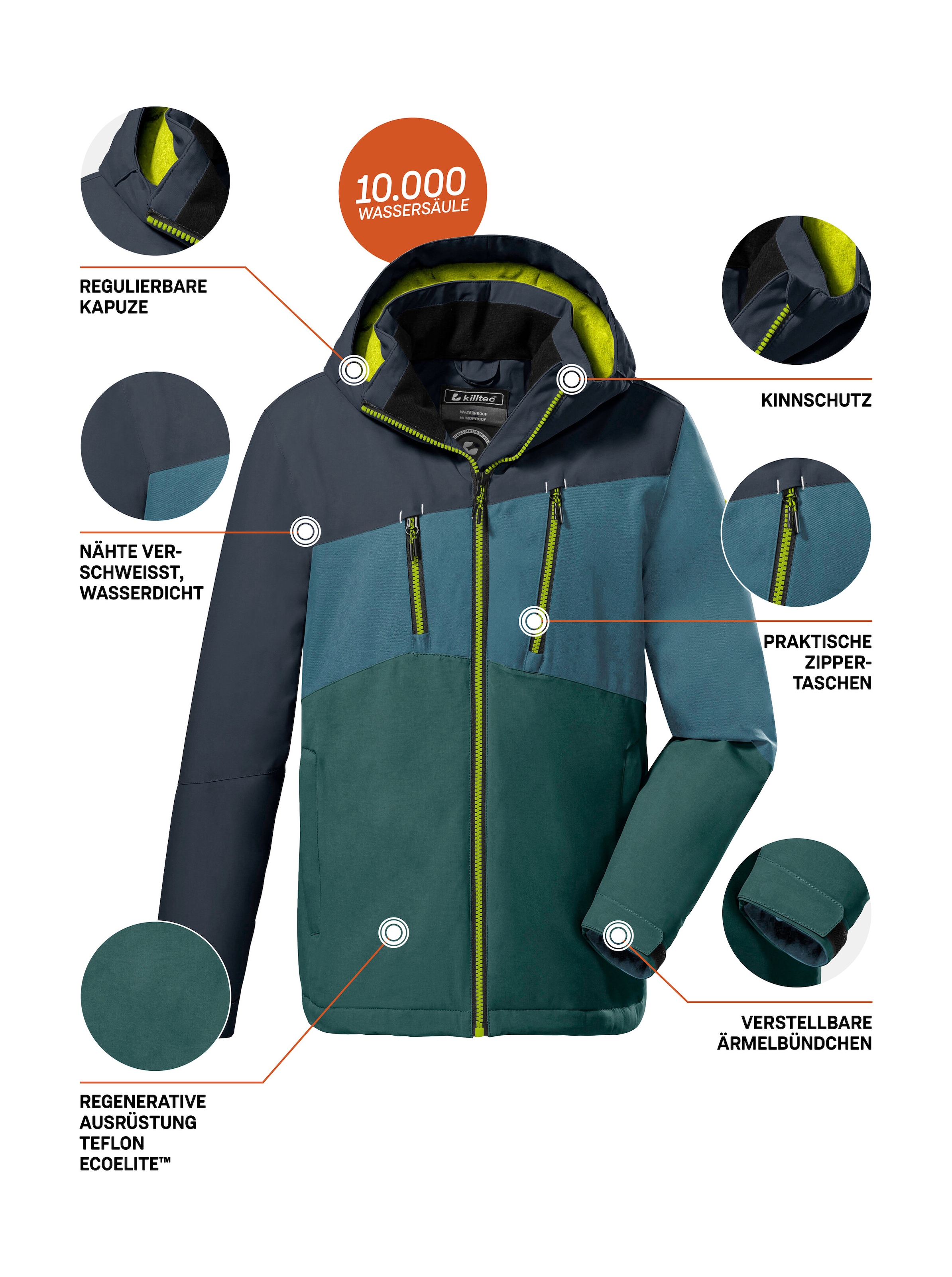 Killtec Veste d'extérieur »KOW 204 BYS JCKT« Wasserdichte, atmungsaktive Winterjacke mit verstellbarer Kapuze