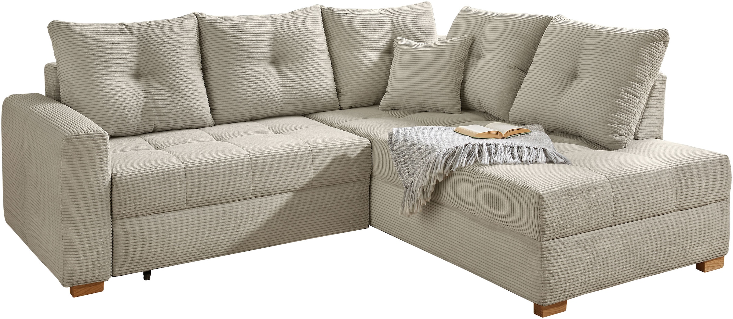 Jockenhöfer Gruppe Ecksofa »Heidelberg L-Form, B: 228 cm« mit Schlaffunktion, Bettkasten & Zierkissen