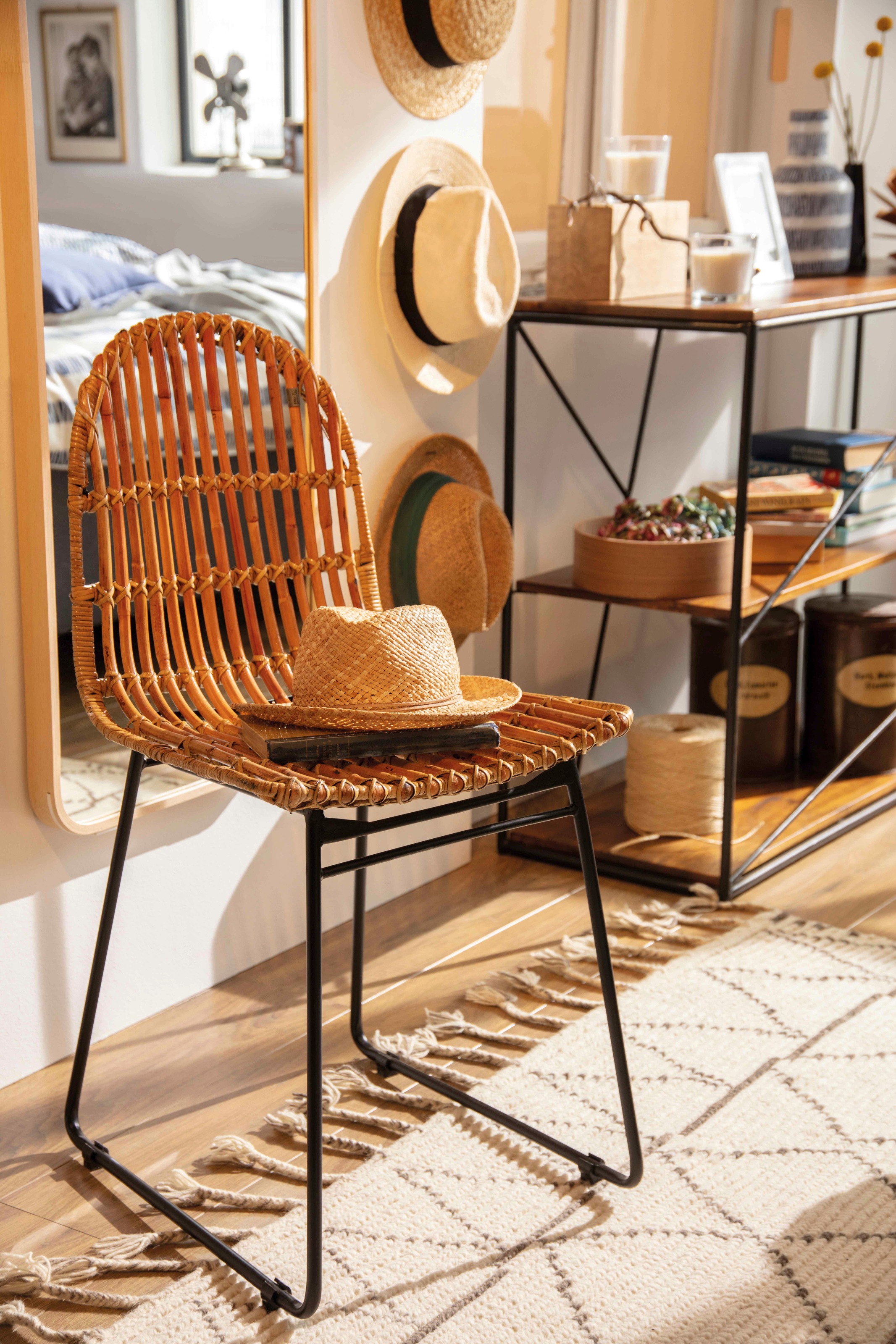SIT Rattanstuhl »2er-Set T-Rattan Chair Natur Rattan Metall Schwarz« (Set) 2 Stk.2er Set Rattanstühle mit Metallgestell im modernen Naturdesign