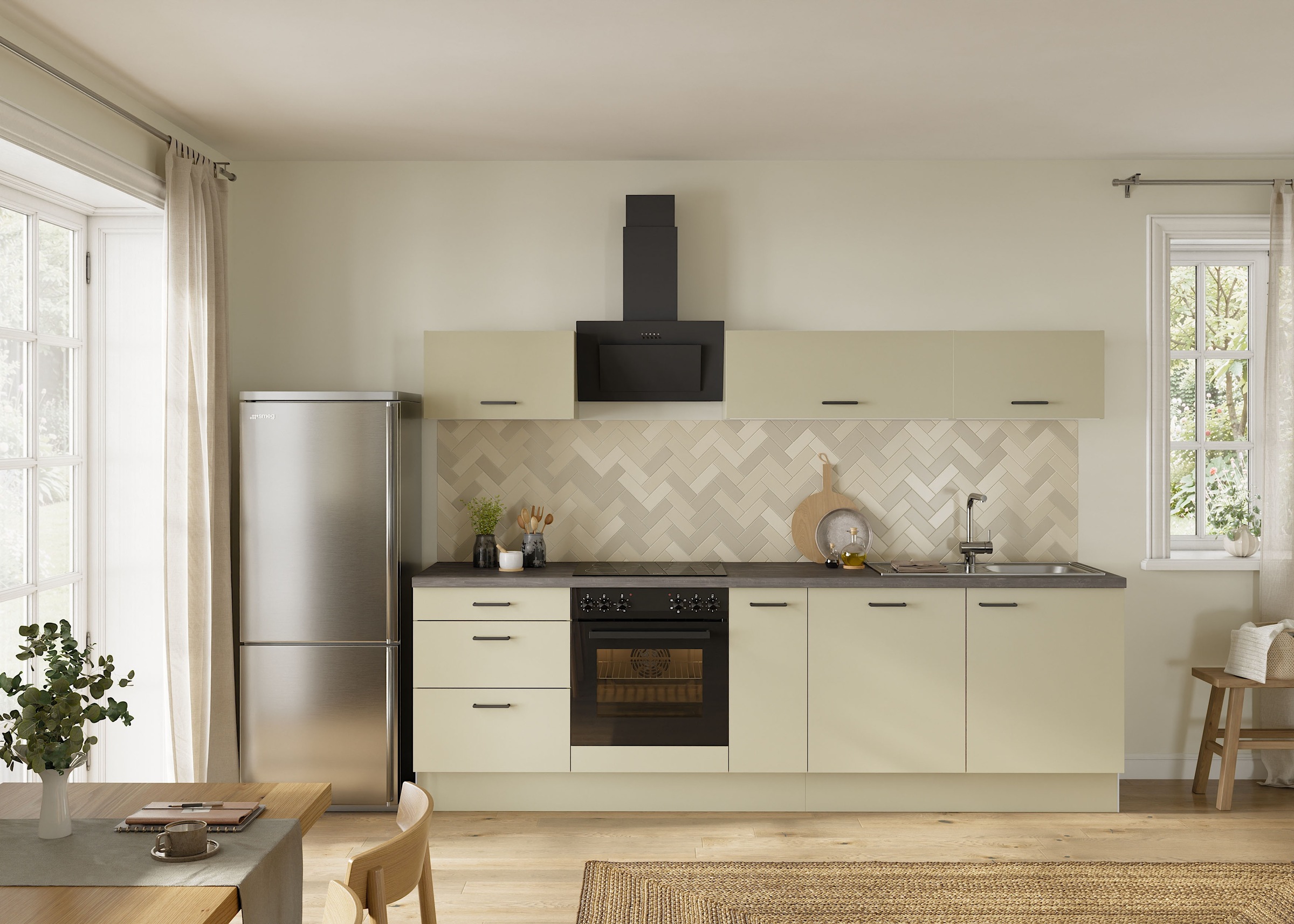 KOCHSTATION Kitchenette »KS-Sion« largeur 270 cm, montage rapide avec OPTIsnap, option appareils E
