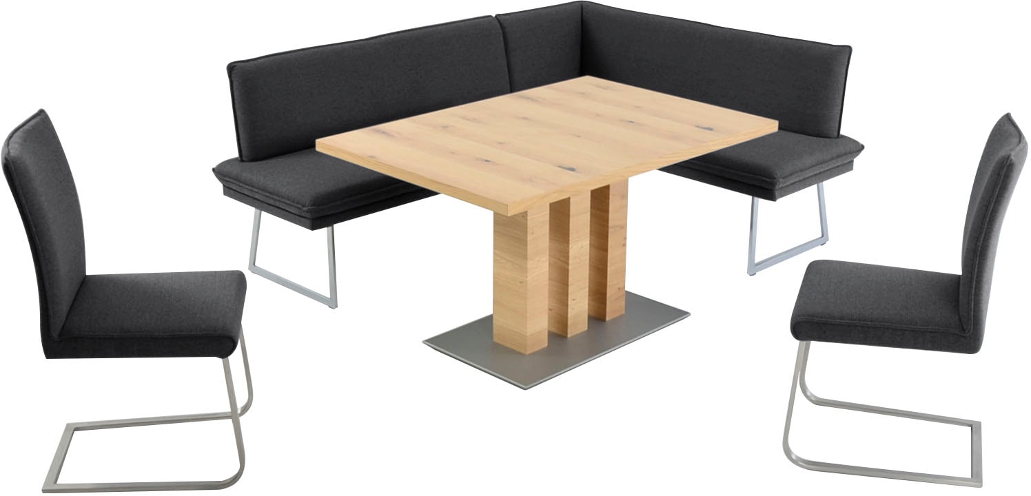 K+W Komfort & Wohnen Ensemble de salle à manger »Santos III« 4 cuis tlg. banquette d'angle et chaises rembourrées, longueur longue droite ou gauche