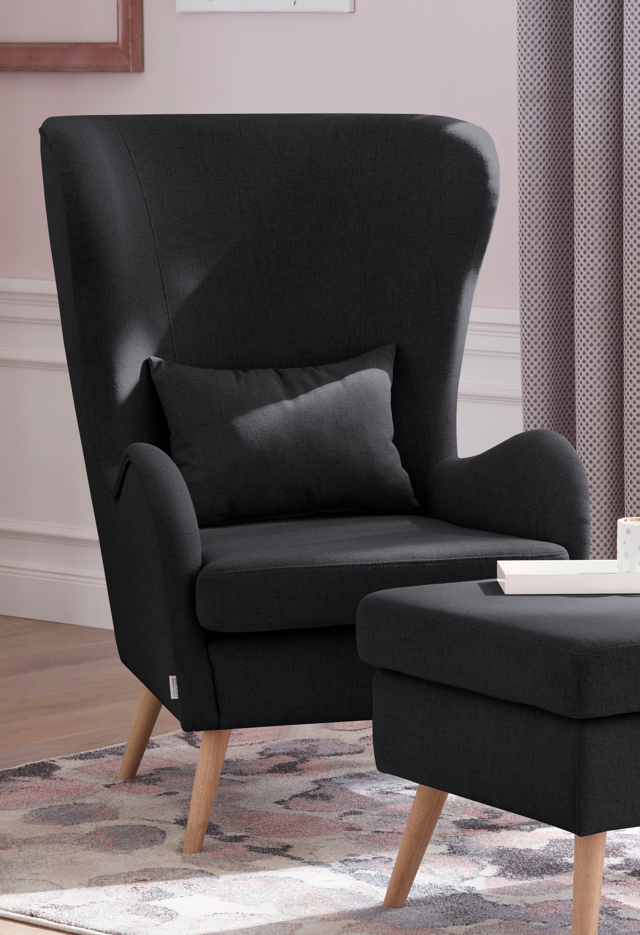 Home affaire Sessel »Salla auch in Fellimitat und Feincord, viele Bezugsarten, Ohrensessel« wahlweise mit oder ohne Hocker; grosser Sessel: Masse B/T/H: 78/94/118cm