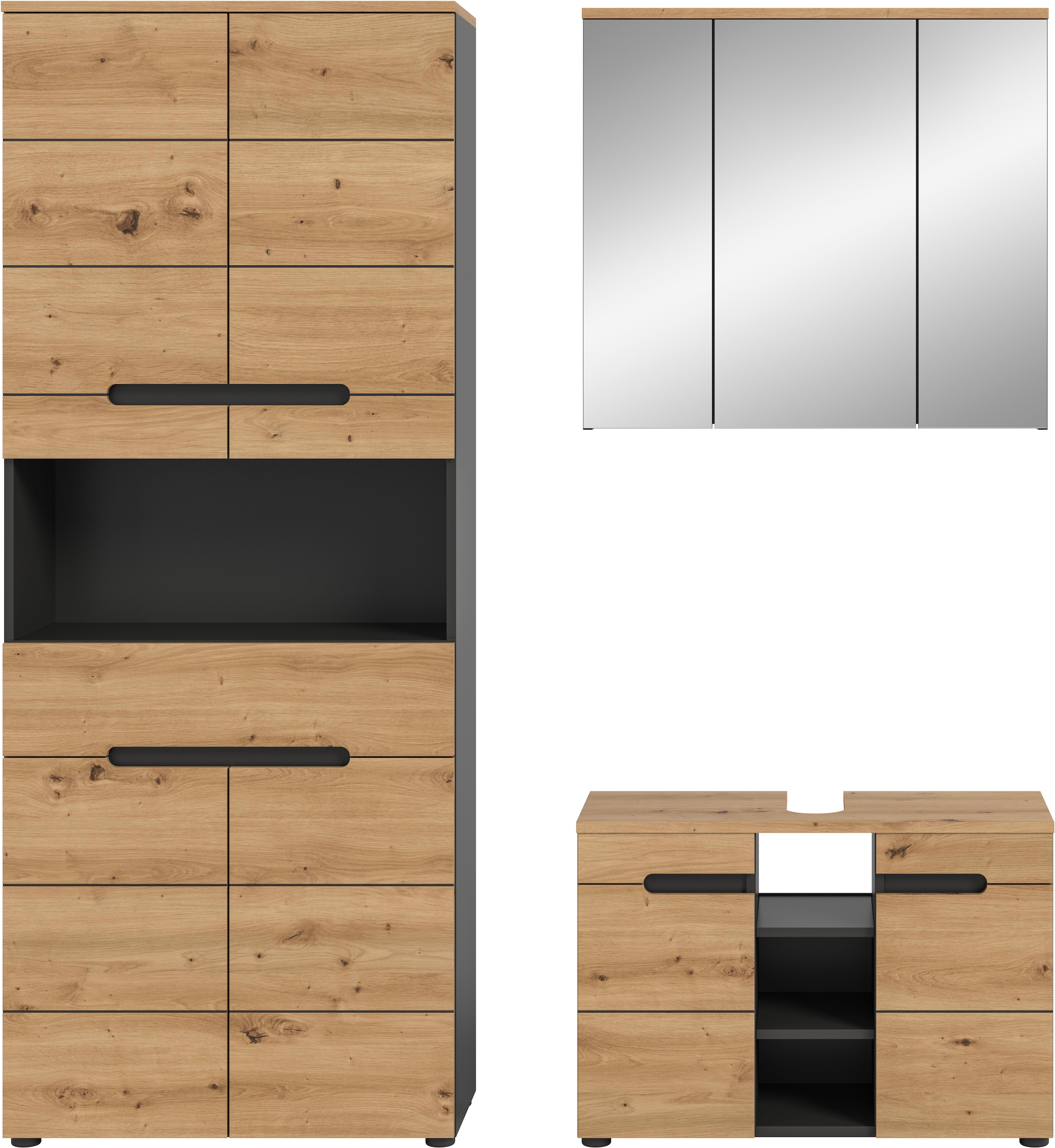 INOSIGN Badmöbel-Set »REHAT, 3-teilig, Breite 171 cm, mit grifflosen Fronten, bestehend aus:« 3 Stk. tlg.