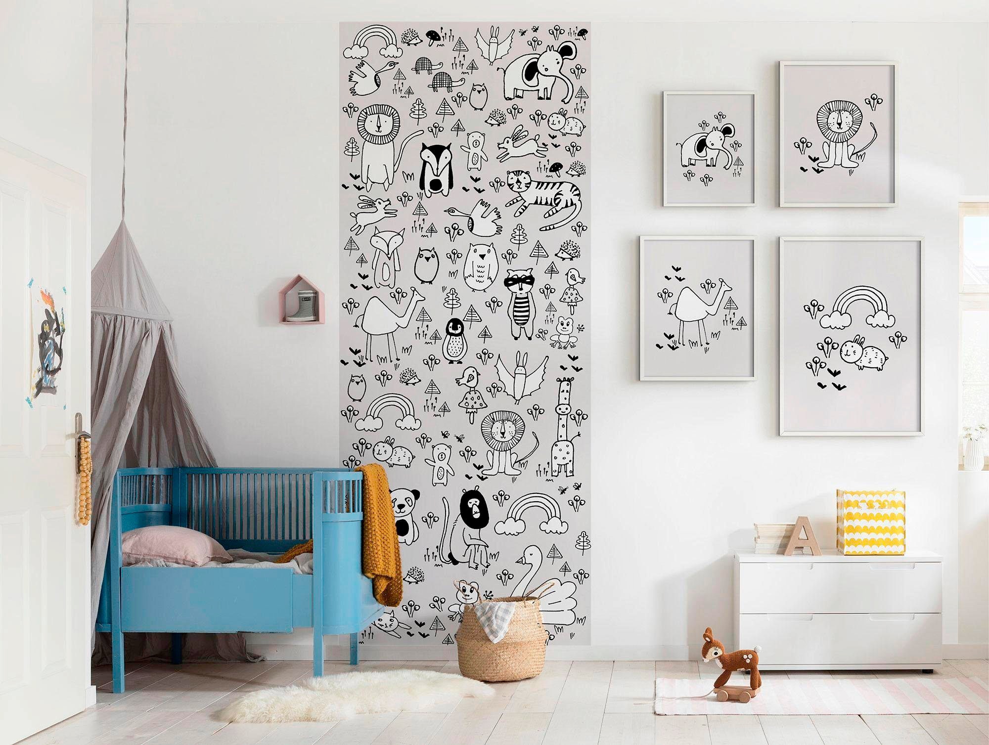 Komar Vliestapete »Digitaldruck Vlies -  Scribble Park Panel - Grösse 100 x 250 cm« bedruckt glatt Wohnzimmer, Schlafzimmer
