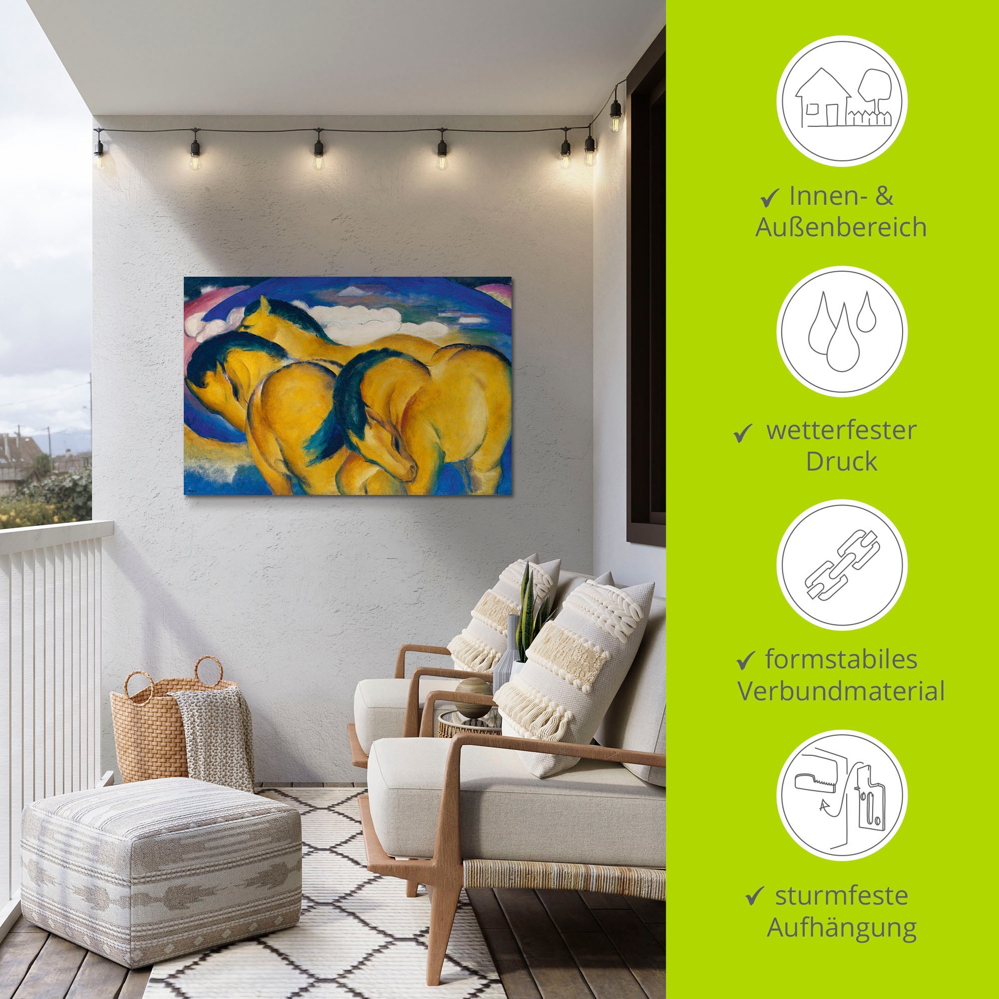 Artland Wandbild »Die kleinen gelben Pferde. 1912« Haustiere 1 Stk. tlg. als Alubild, Leinwandbild in verschied. Grössen