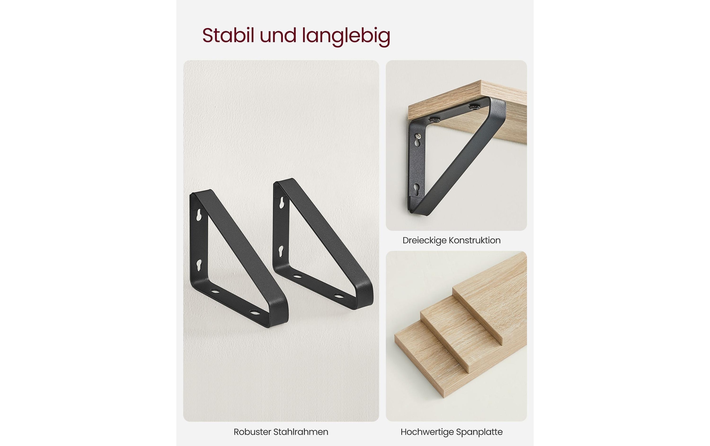 VASAGLE Wandregal »3-er Set«