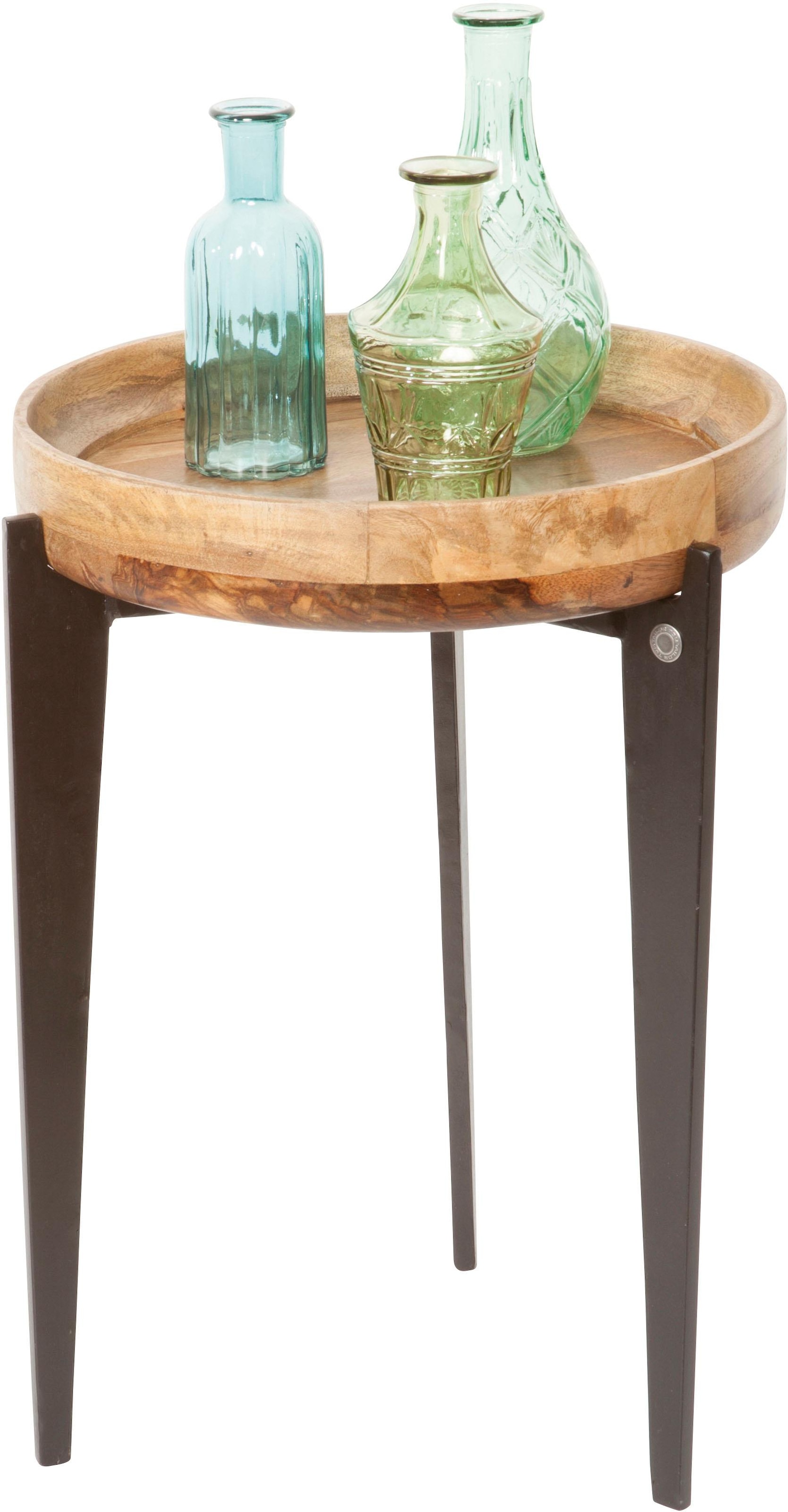 SIT Table d'appoint »Ø 40 cm Mangoholz mit Tablettfunktion & Metallgestell« Plateau de table amovible également utilisable comme un plateau pratique