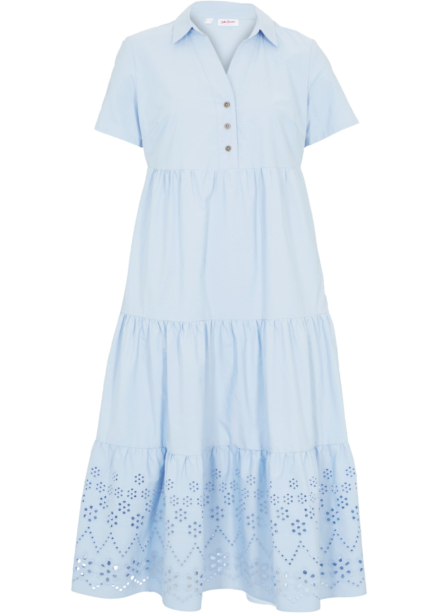 bonprix Robe tunique tunique ample, avec broderie ajourée, manches courtes, en coton