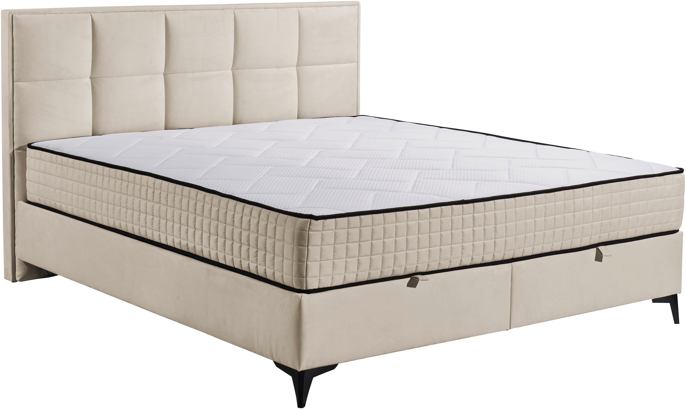 ED EXCITING DESIGN Lit de boxe »Monroe inkl. Bettkasten, erhältlich in den Breiten 160cm & 180cm« matelas duo - côté ferme avec natte de coco