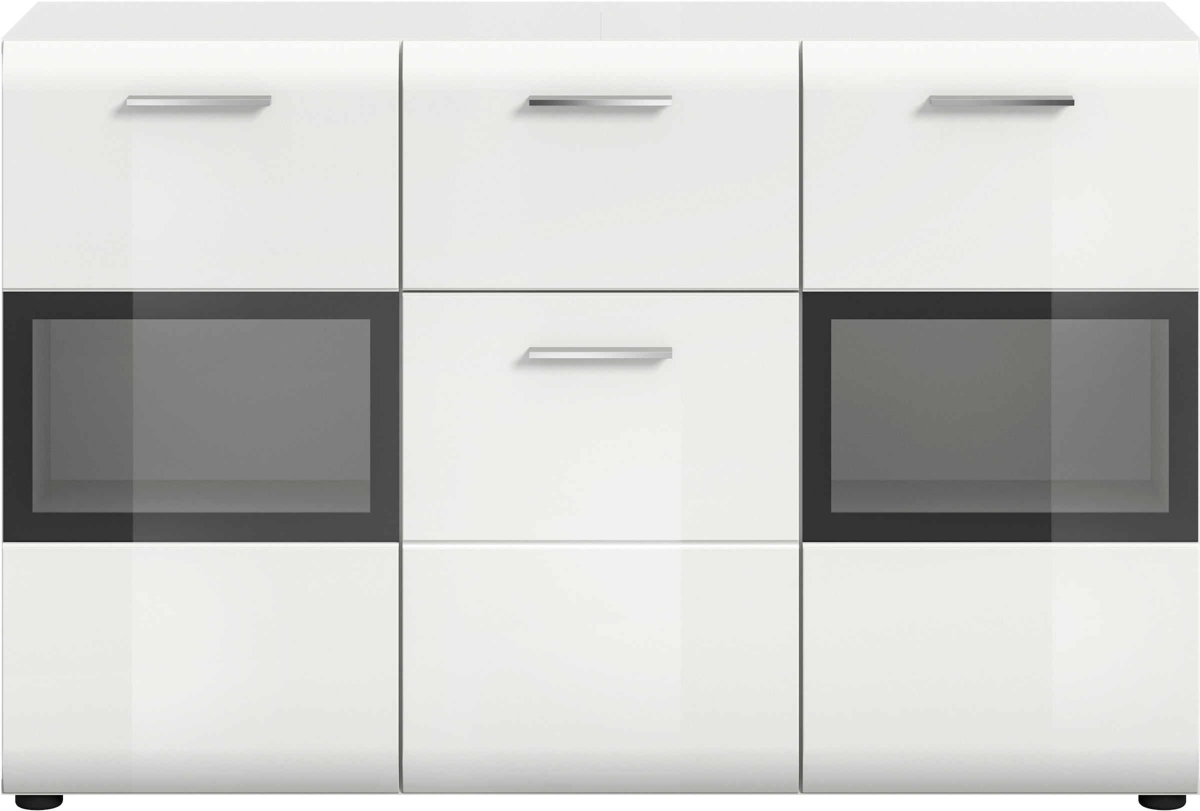 Home affaire Sideboard »FLORENZ, hochwertige MDF-Front,Rillenfräsung,2 Glastüren,1 Schublade« 1 cuis tlg. Sideboard, Anrichte, Wohnzimmerschrank