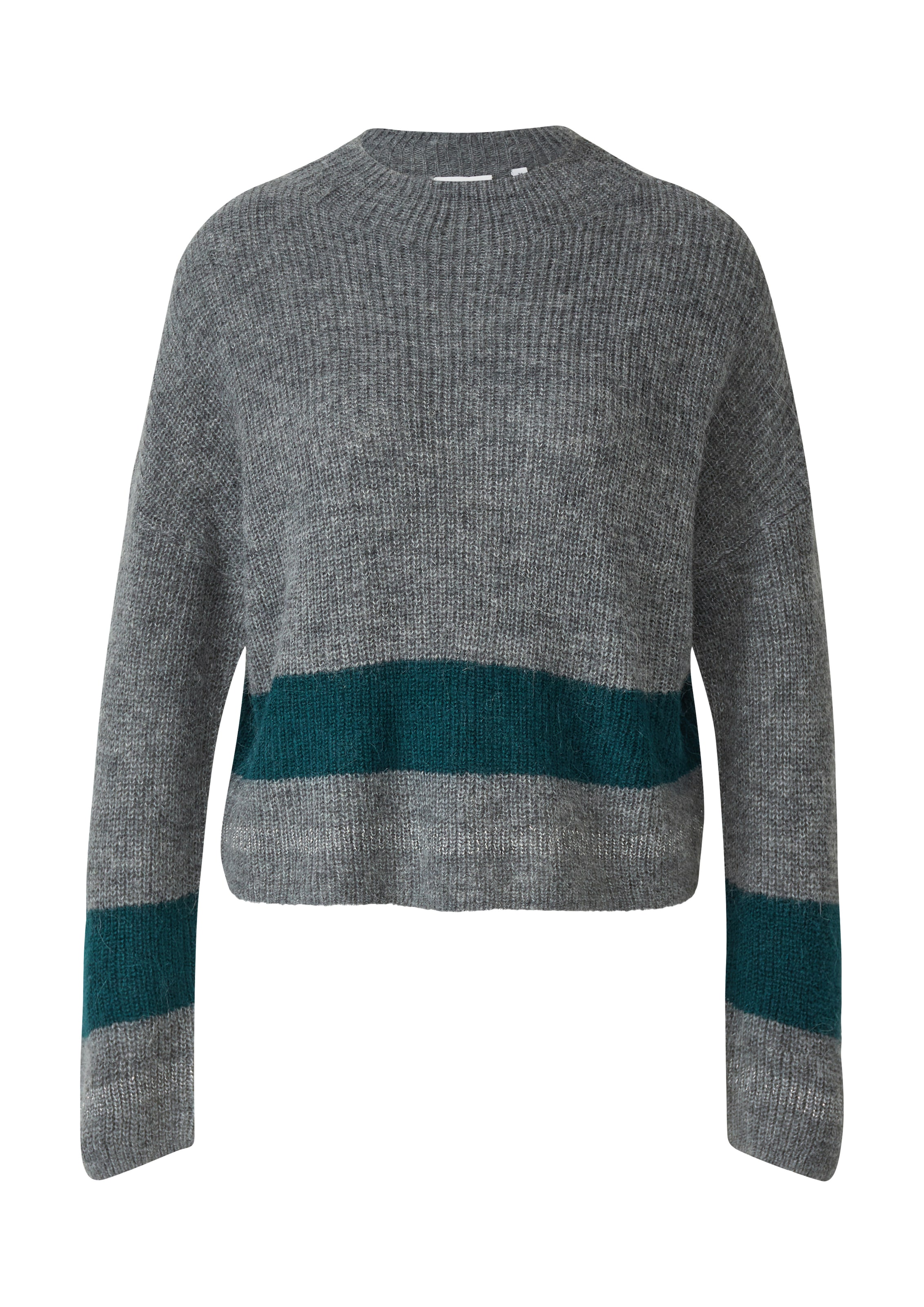 Comma Strickpullover Unifarben mit Längstreifen