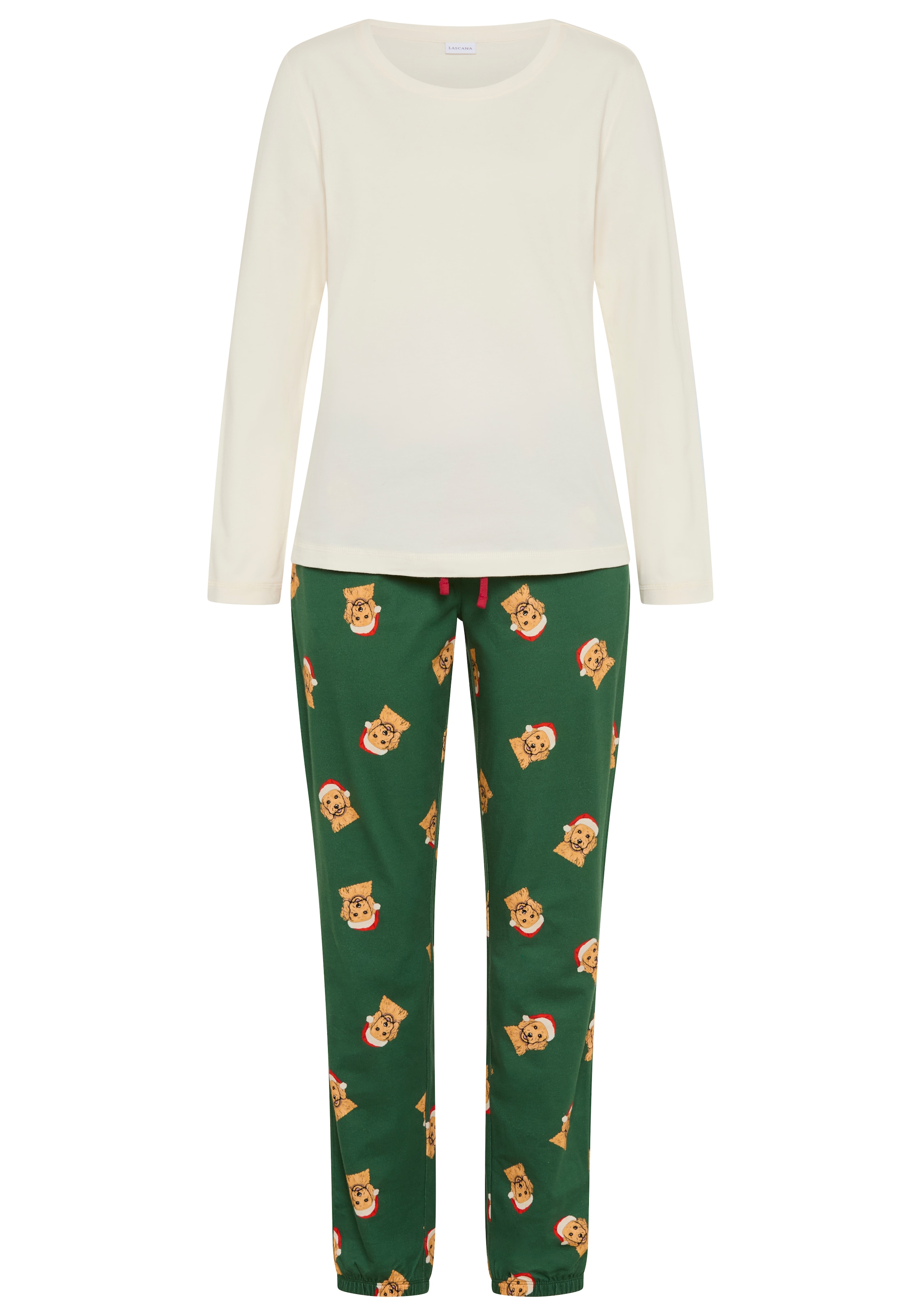LASCANA Pyjama 2 avec un mignon imprimé de chiens de Noël