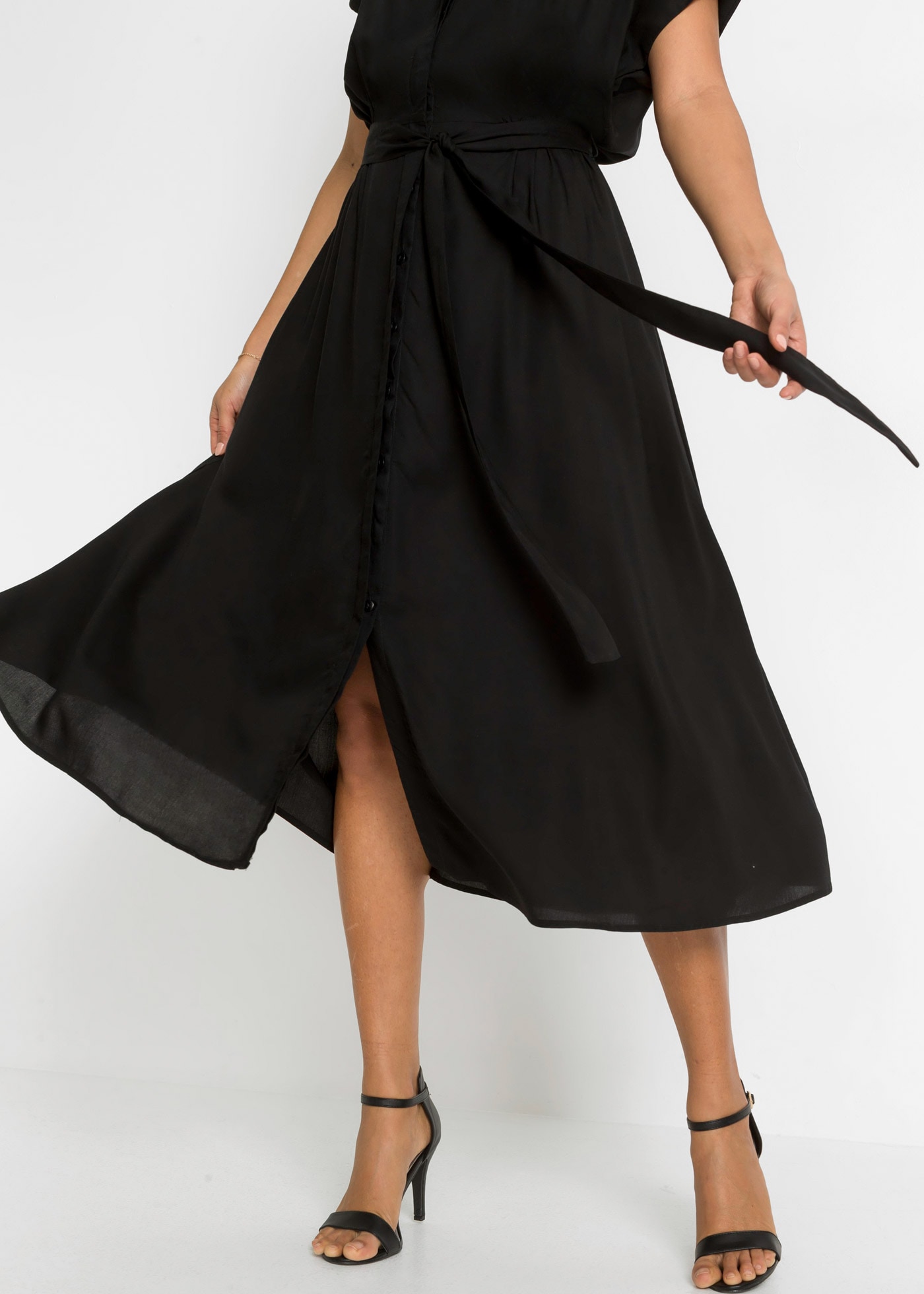 bonprix Hemdblusenkleid für stilvollen Auftritt, aus Viskose, ausgestellte Passform