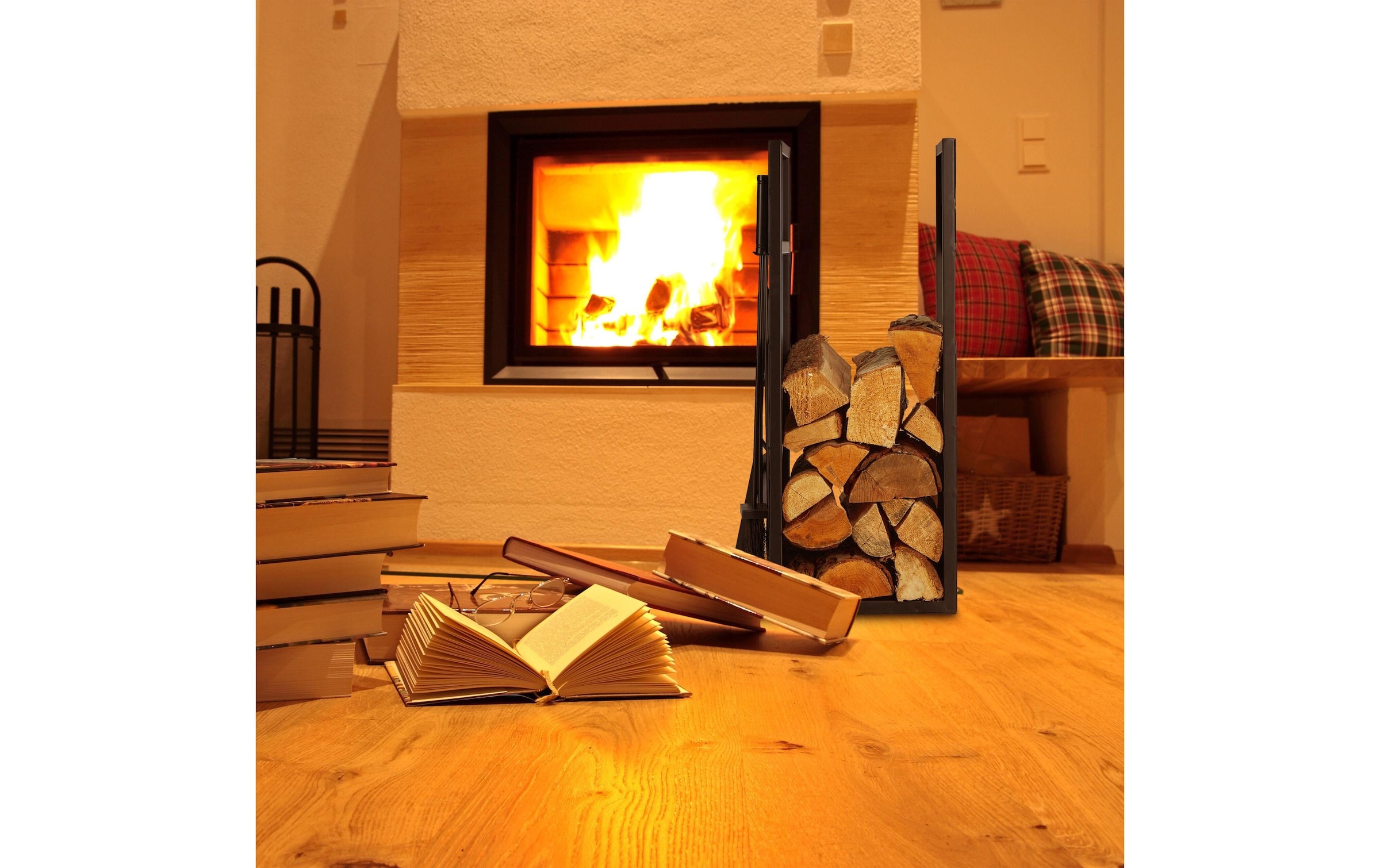 relaxdays Kaminholzregal »mit Besteck« 5 Stk. tlg.