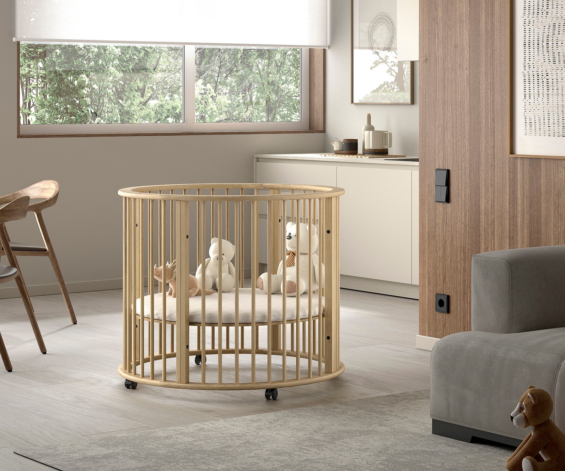 Vipack Parc pour bébé »Dino auf Rollen mit 2 Bremsen, universell einsetzbar, Made in Europe« bis 15 kilos Finition de qualité, hêtre massif, plusieurs couleurs disponibles