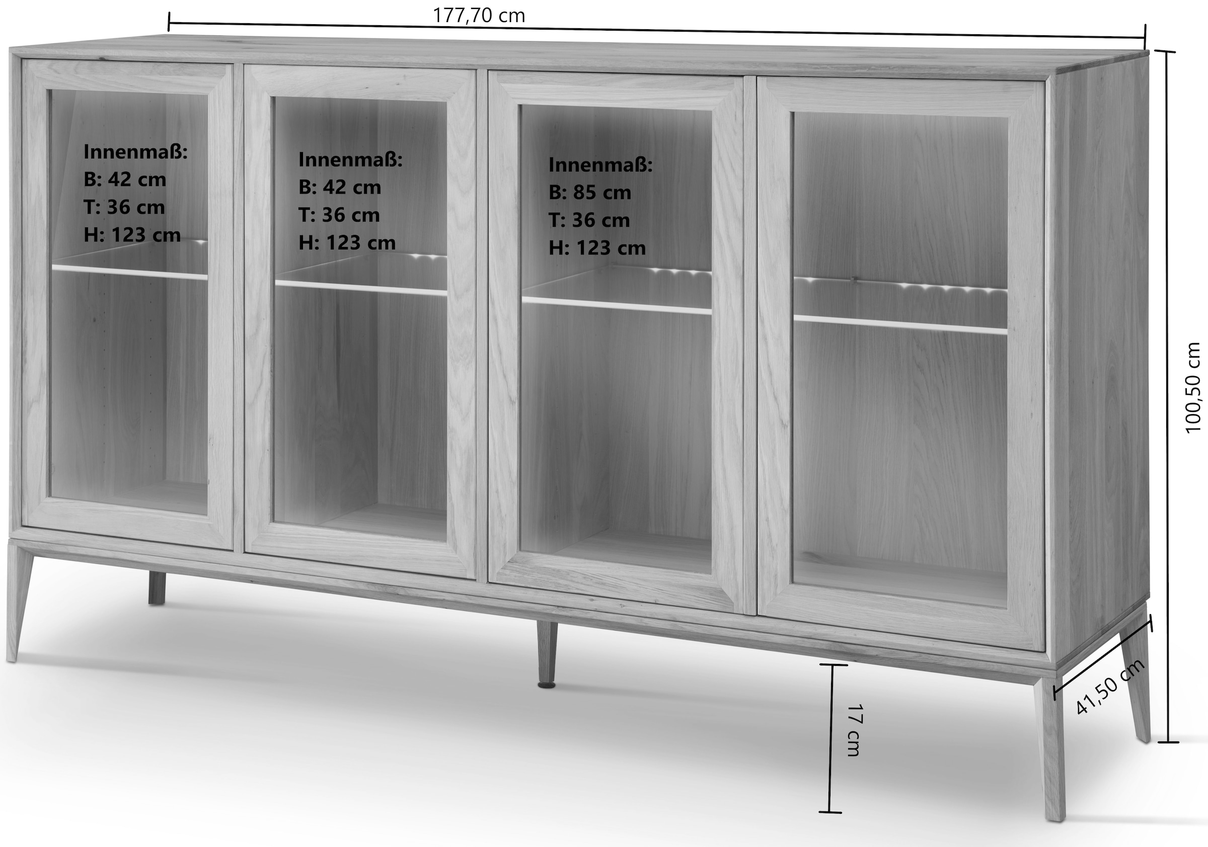Home affaire Sideboard »Koda« inklusive Beleuchtung, Glasböden verstellbar