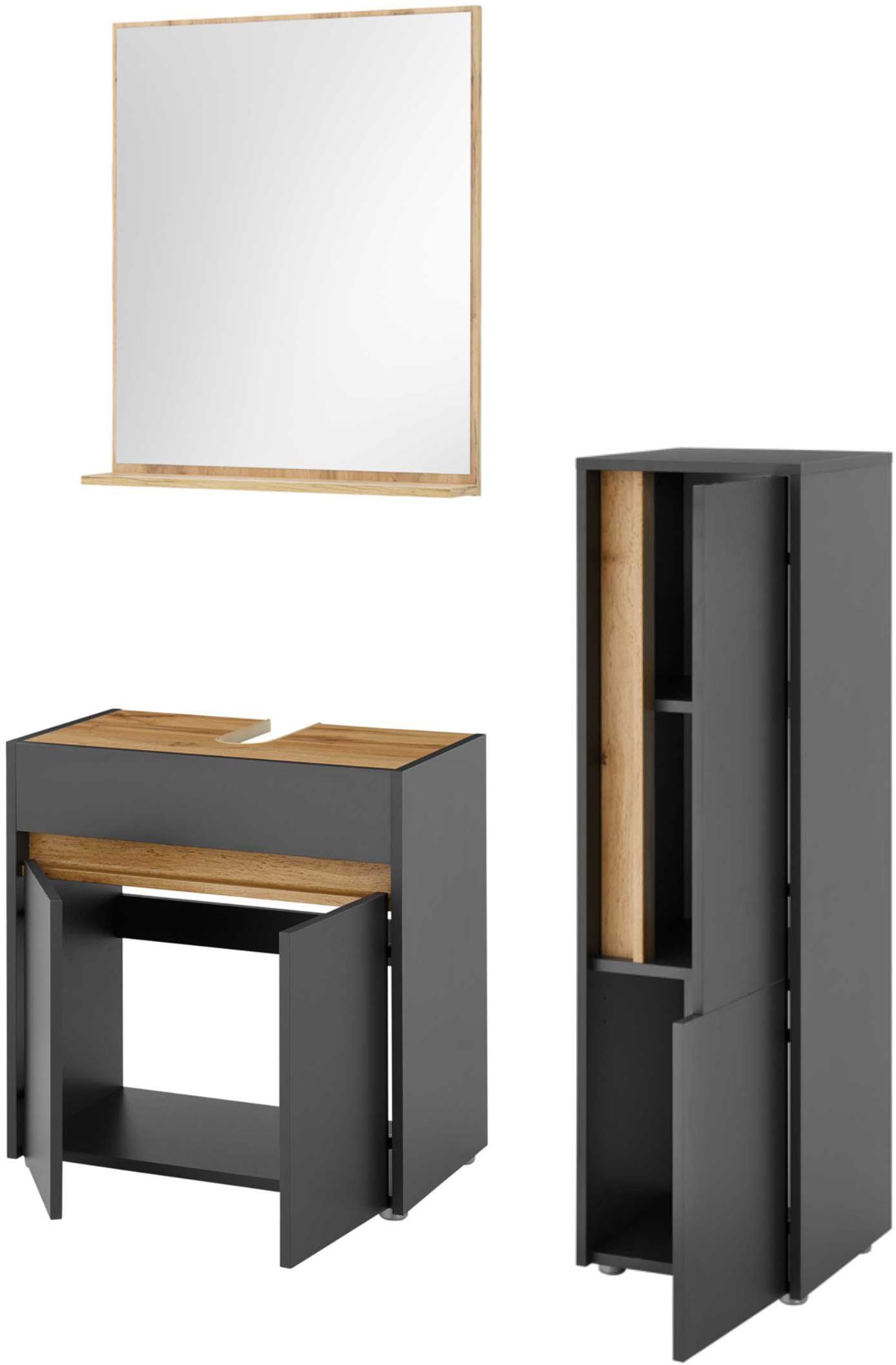 Home affaire Badmöbel-Set »CITY/ GIRON, Bad im zeitlosen Design, 3-teiliges Badezimmer« Set, 3 Stk. tlg.