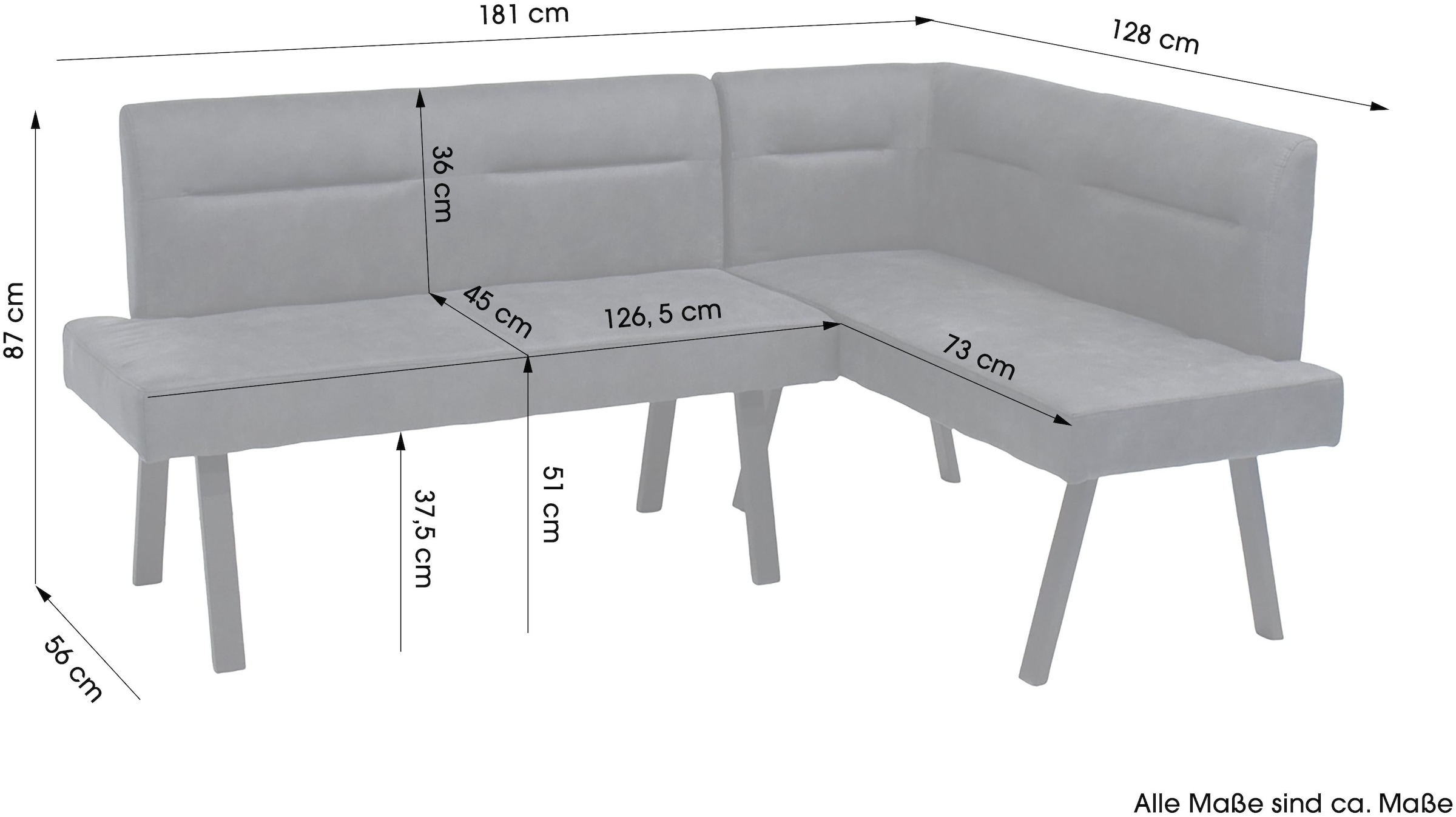 byLIVING Banc d'angle »MONTREAL« Microfaser, bis 330 kg, Taschenfederkern, Ziernaht im Rücken