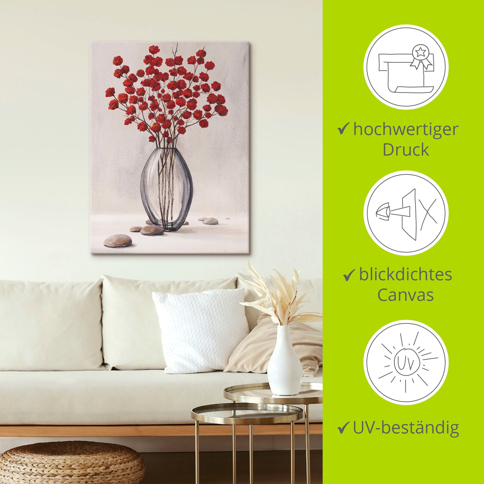 Artland Tableau sur toile »Dekorative rote Herbstblumen« 1 cuis tlg. auf Keilrahmen gespannt