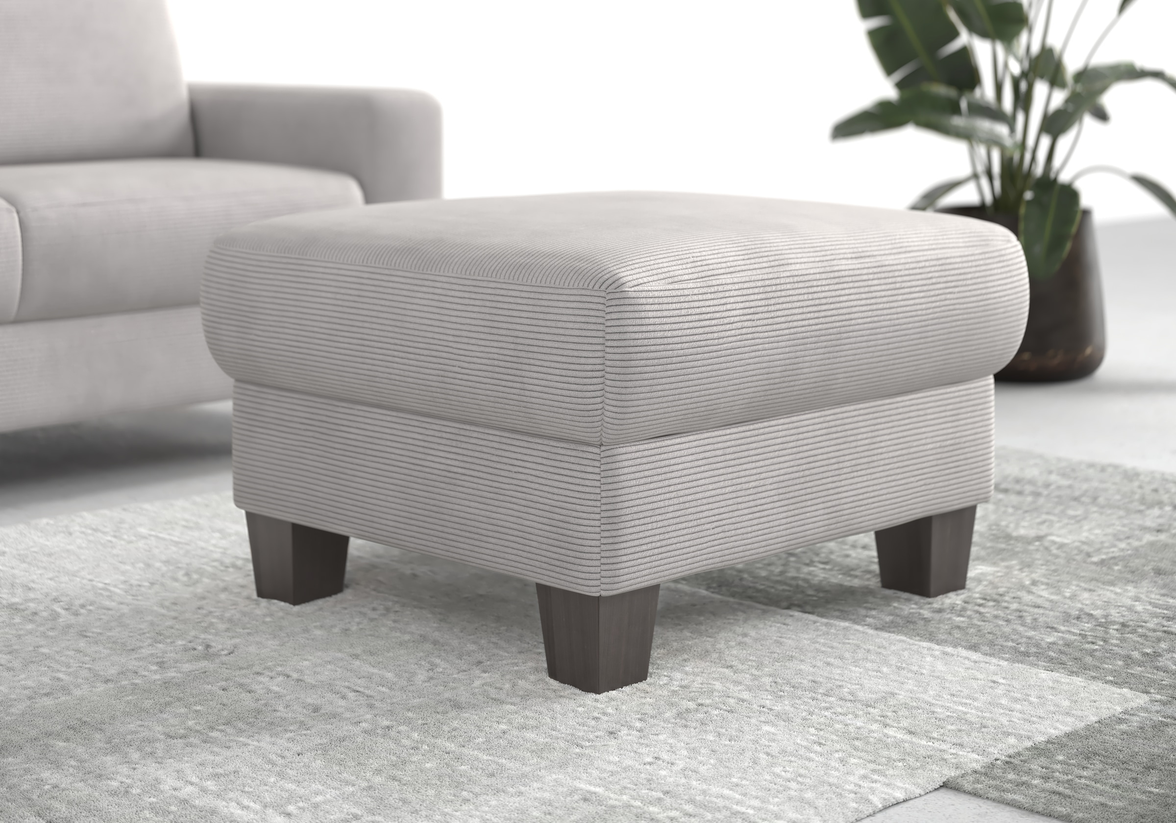 Home affaire Polsterhocker »Summer« inkl. Stauraum, Cord-Bezug, wengefarbene Holzfüsse