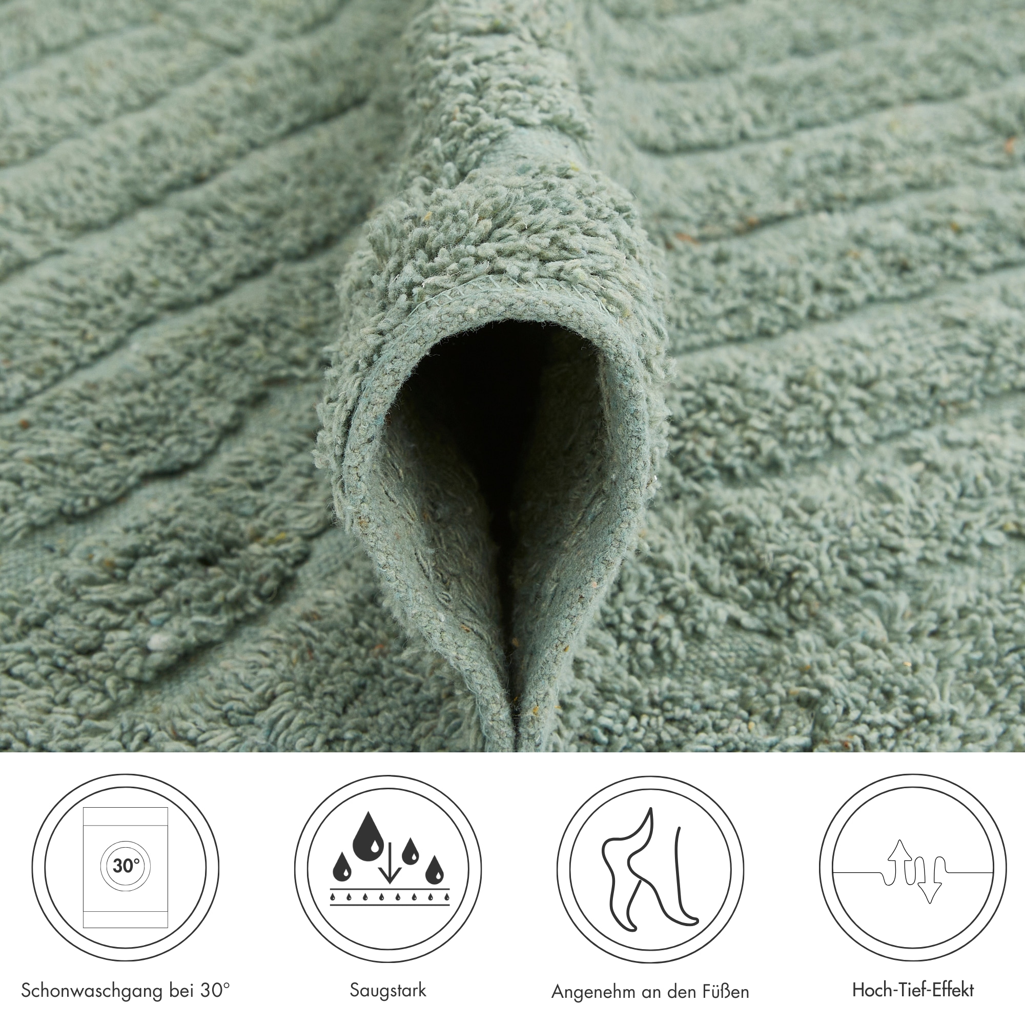 Andiamo Tapis de bain »Havanna, 50x80 cm« Höhe 7,5 mm Badteppich, Uni Farben, Hoch-Tief Effekt, verschiedene Designs