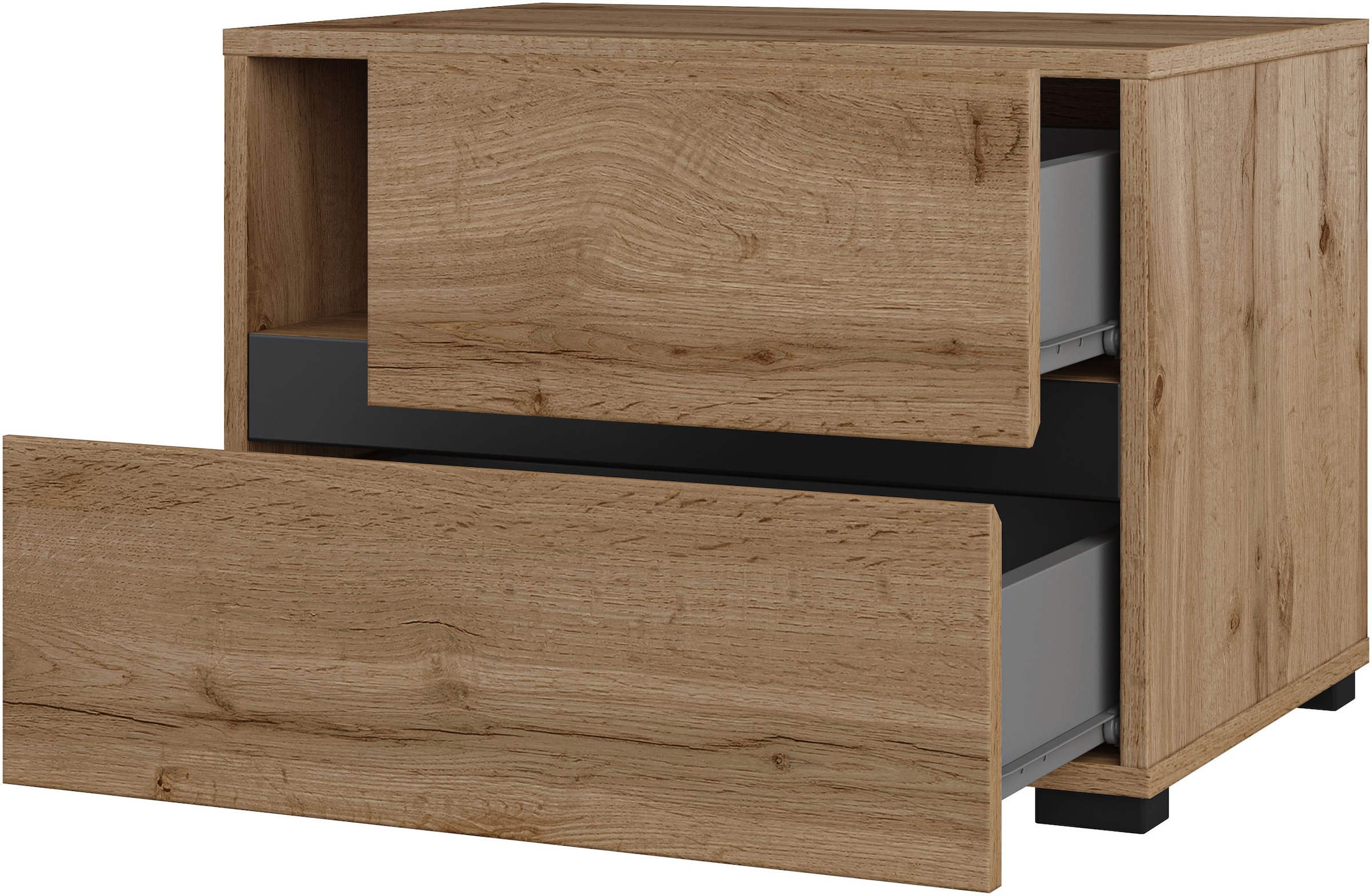 GOODproduct Schlafzimmer-Set »Cross, moderne, grifflose Optik, FSC-zertifiziert« Bett 180x200cm, 2 Nachtkommoden, Schrank 2-oder 4-türig, 4 Stk. tlg. Komplettschlafzimmer-Set