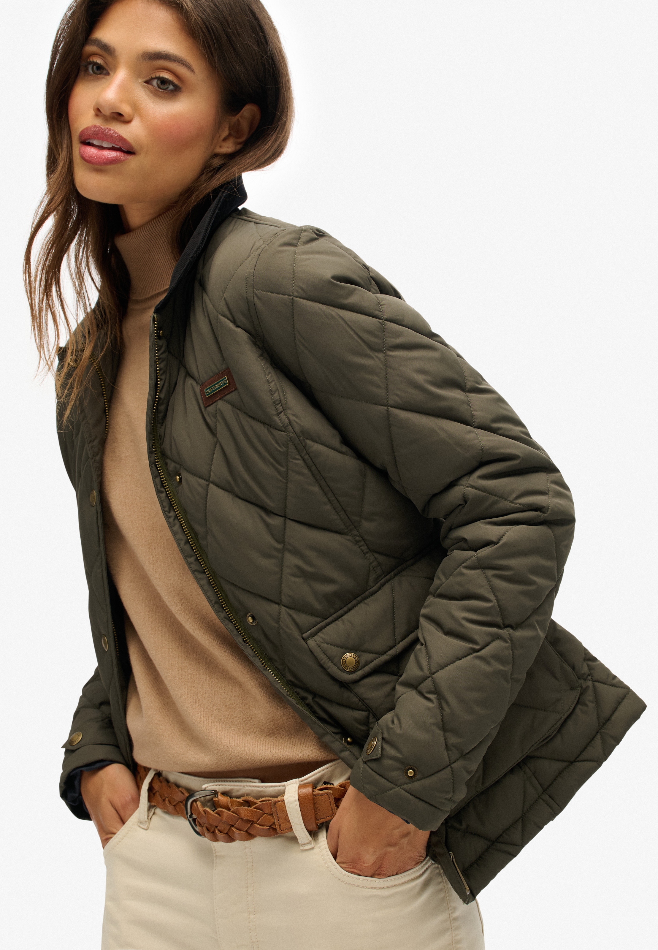 Superdry Steppjacke »CORD TRIMMED LINER JACKET« ohne Kapuze