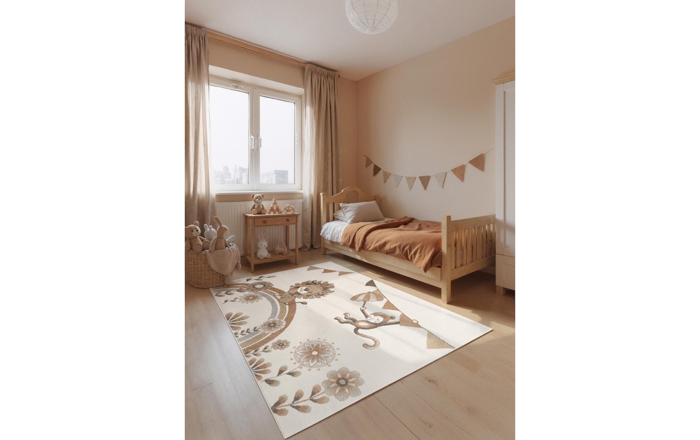 Villeroy & Boch Tapis pour enfants »Roar like a Lion Summer Party Teppich« Rectangulaire 9 mm Höhe Spielteppich weich, Kinderzimmer, Boho Kids Spielunterlage, Tieremotiv