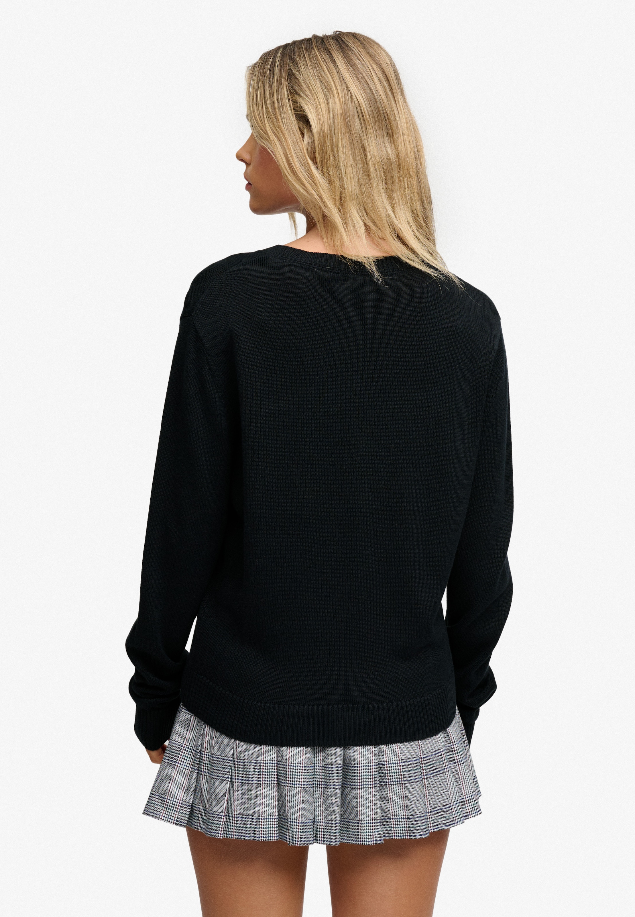 Superdry Veste en tricot »ESSENTIAL SLOUCHY CREW CARDI« mélange de coton