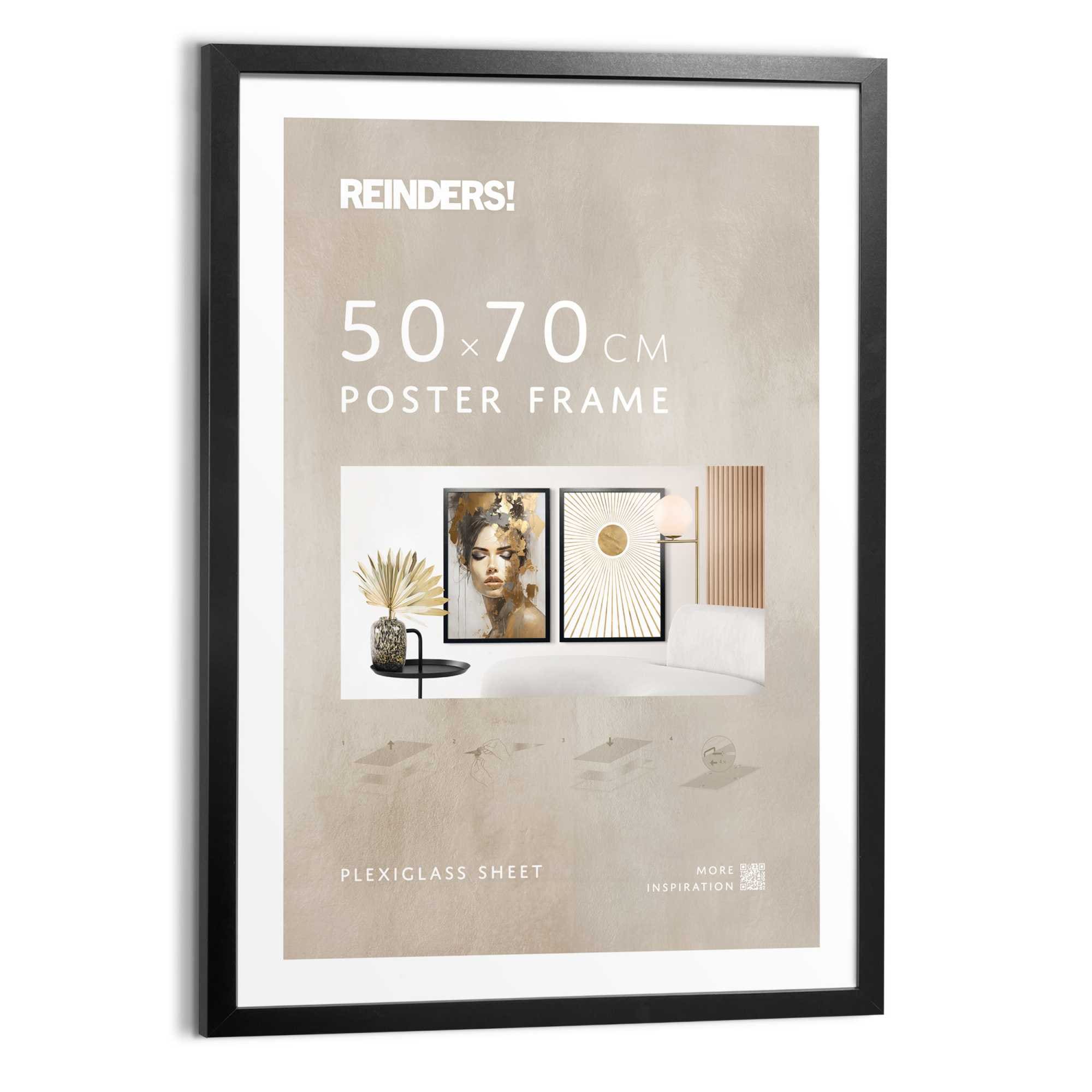 Reinders! Cadre photo »Poster 50x70 schwarz« 1 cuis tlg. Wohnzimmer - Schwarz - MDF - Kein Thema - 53,5x73,5 cm