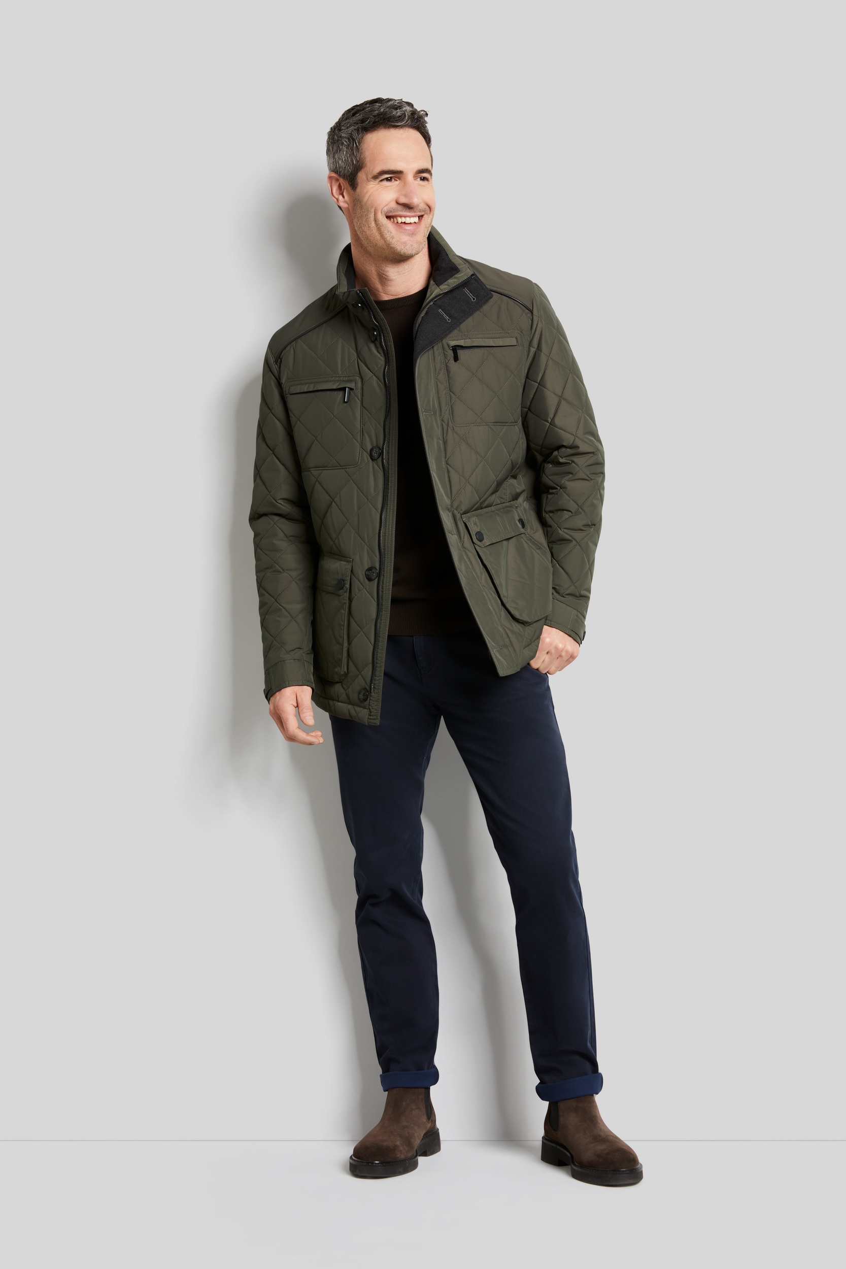 bugatti Langjacke ohne Kapuze im Rautenstepp