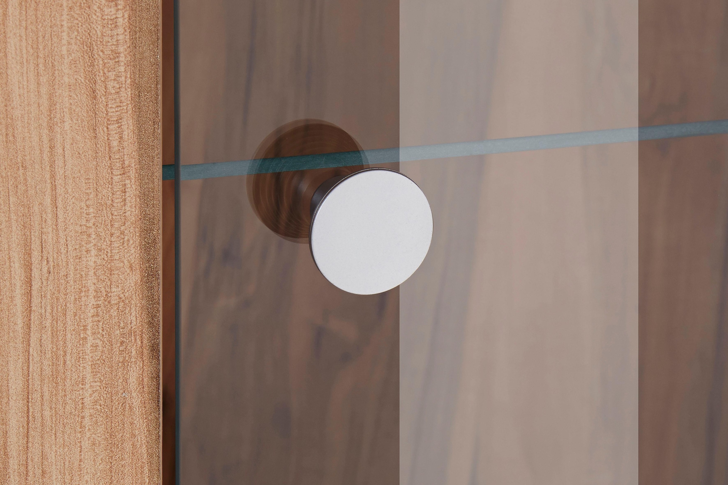 GOODproduct Vitrine »Larona, zeitlose Glasvitirne, Hochschrank Höhe 145 cm« Stauraumvitrine mit dekorativer Rahmenoptik,