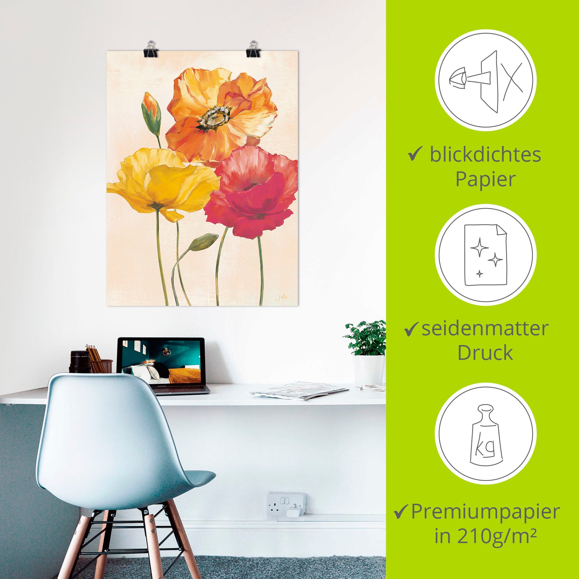 Artland Wandbild »Bunte Mohnblumen I« Blumenbilder 1 Stk. tlg. als Leinwandbild, Poster in verschied. Grössen