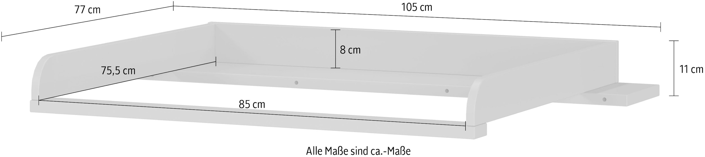 GERMANIA Wickelaufsatz »Tomino« 1 Stk. tlg. Wickelaufsatz für Kommode GW-Tomino, Wickelfläche 85 x 75 cm