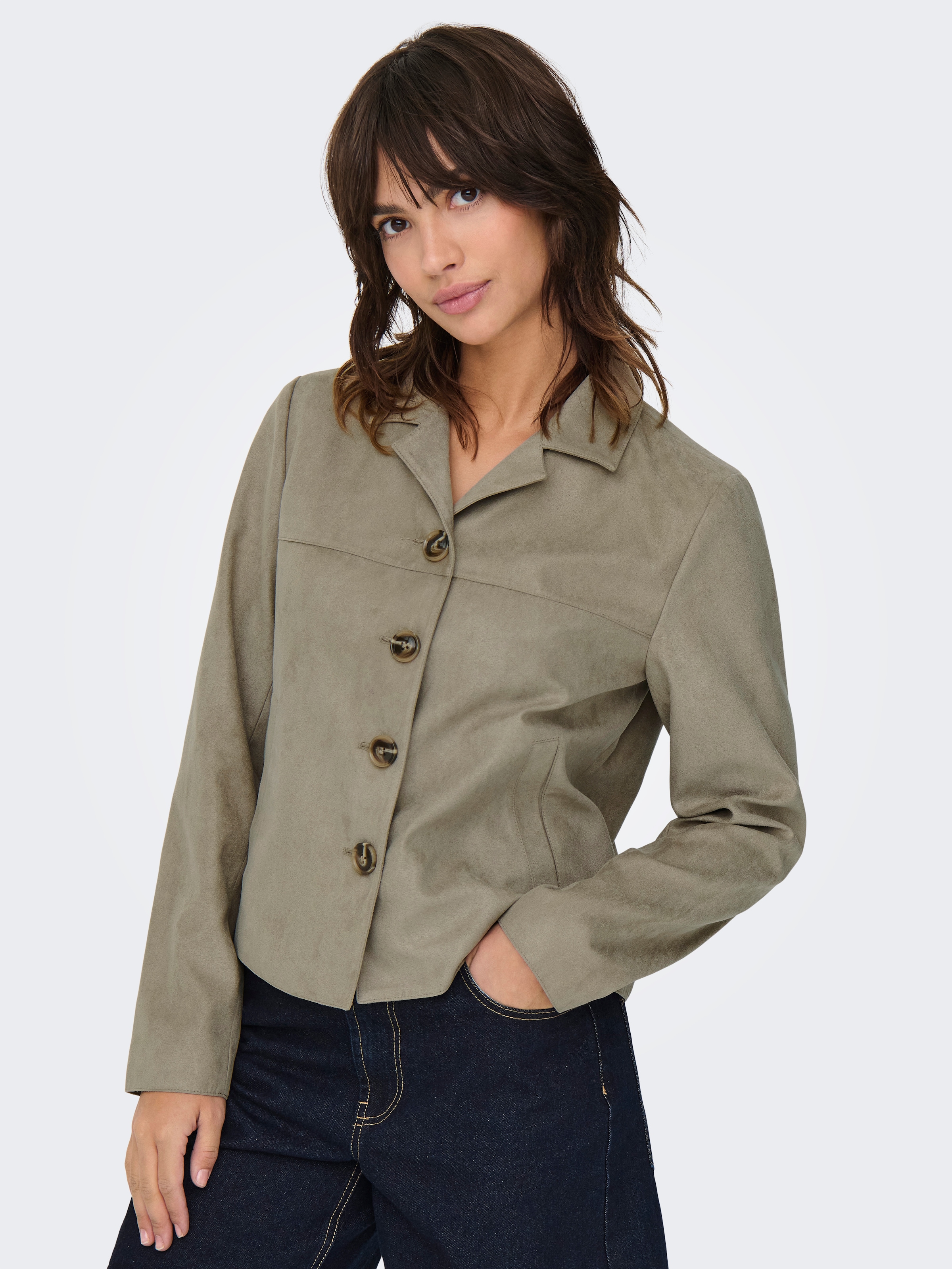 JDY Veste en imitation cuir »JDYNICO FAUX SUEDE JACKET OTW SGO NOOS« fibre synthétique