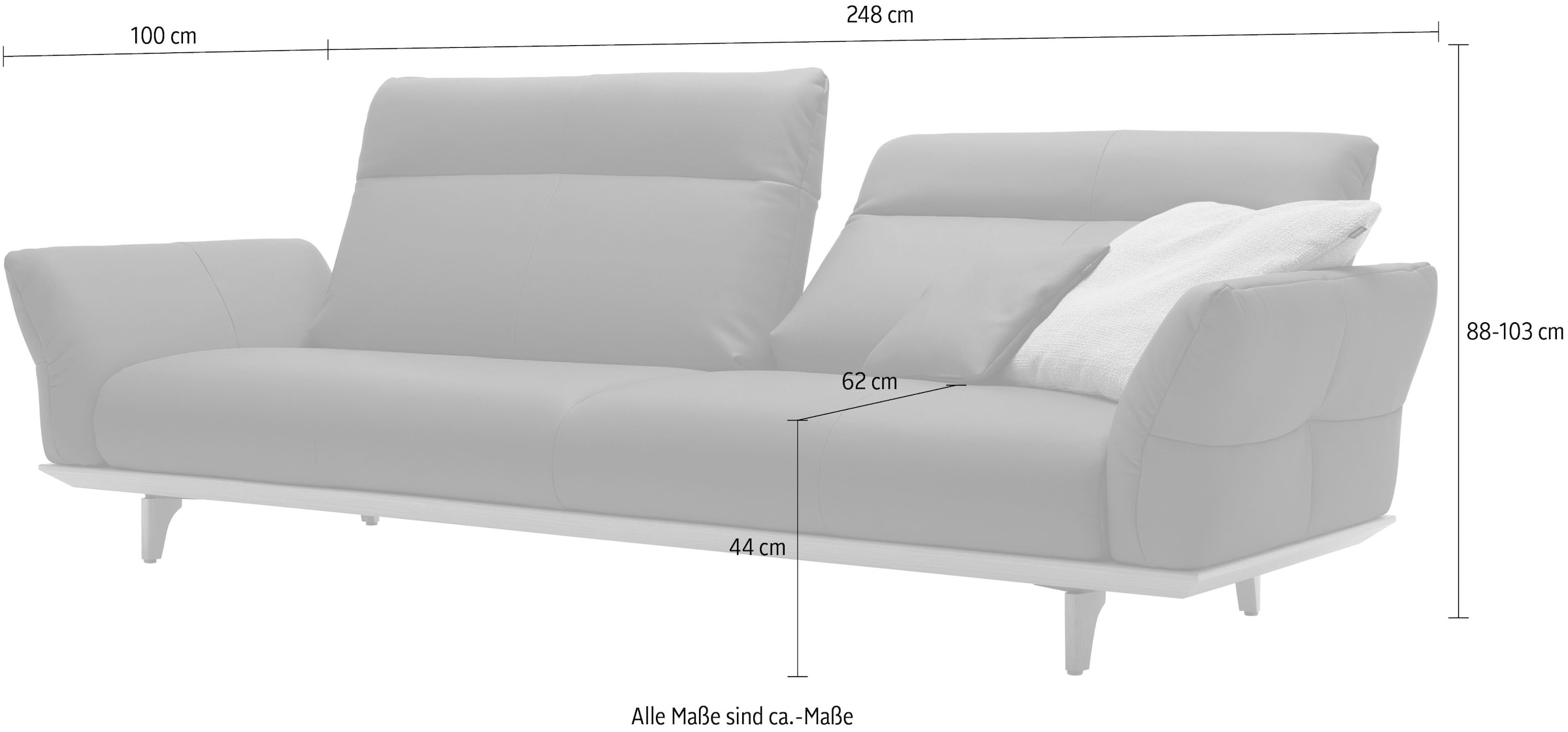Creation BY ROLF BENZ 4-Sitzer »CR.460 Designsofa mit erstklassigem Sitzkomfort« Sockel in Eiche, Füsse Eiche natur, Breite 248 cm